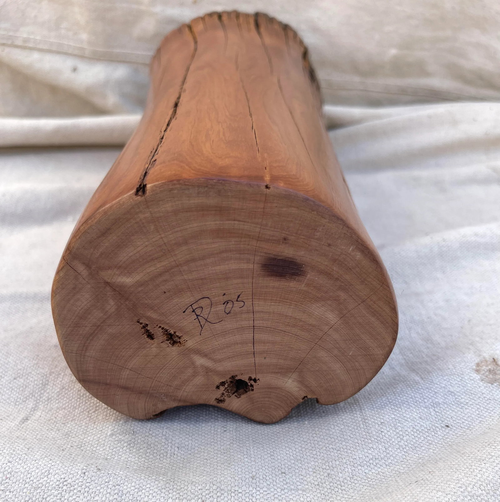 Vintage Mid-Century Modern Live Edge Polished Wood Vase - 4