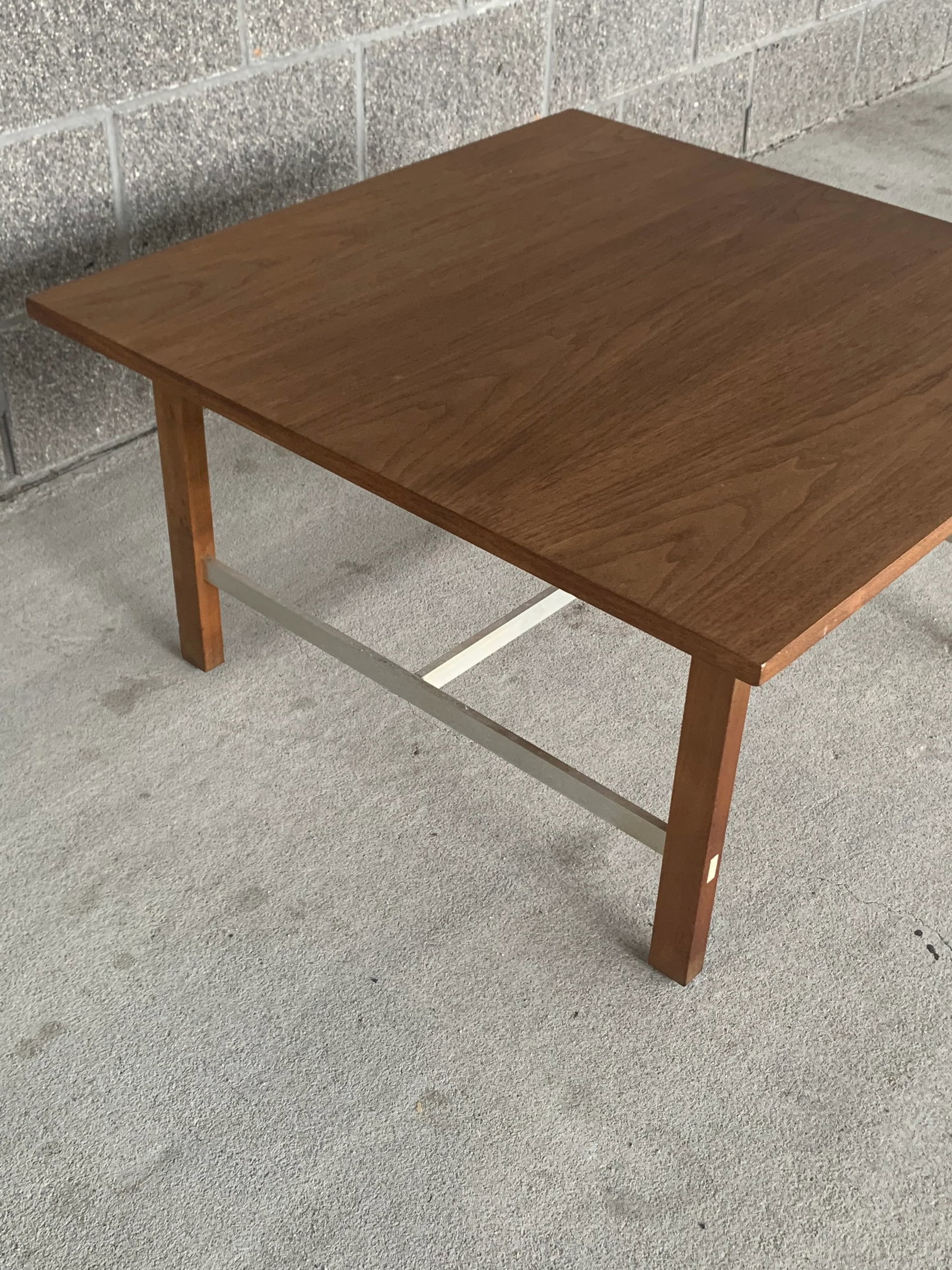 Vintage Paul McCobb Calvin Walnut and Aluminum Square Coffee Table - 5