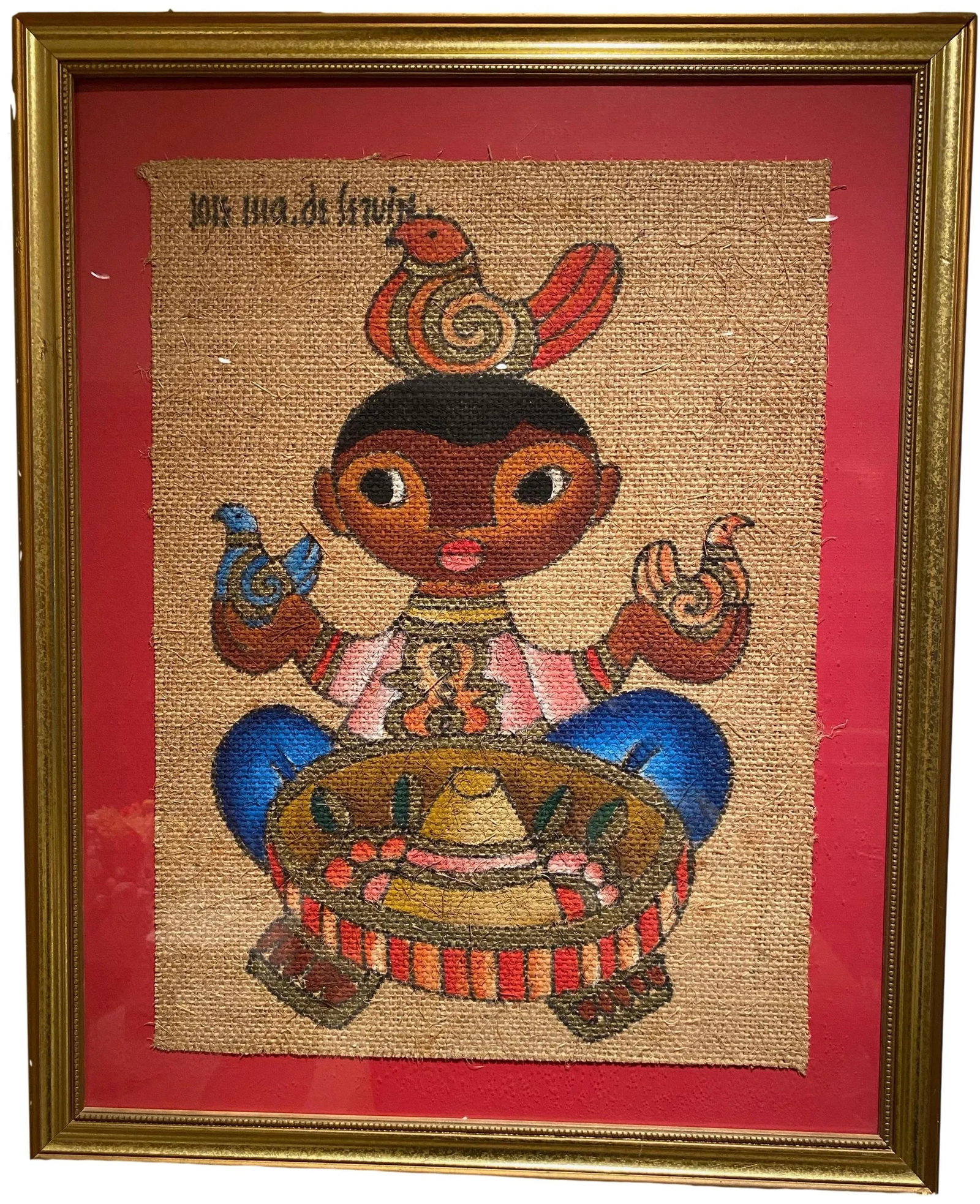 Jose Maria De Servin Mid 20th Century Mexican Figurative Folk Art Portrait Oil Paintings - a Pair - 2