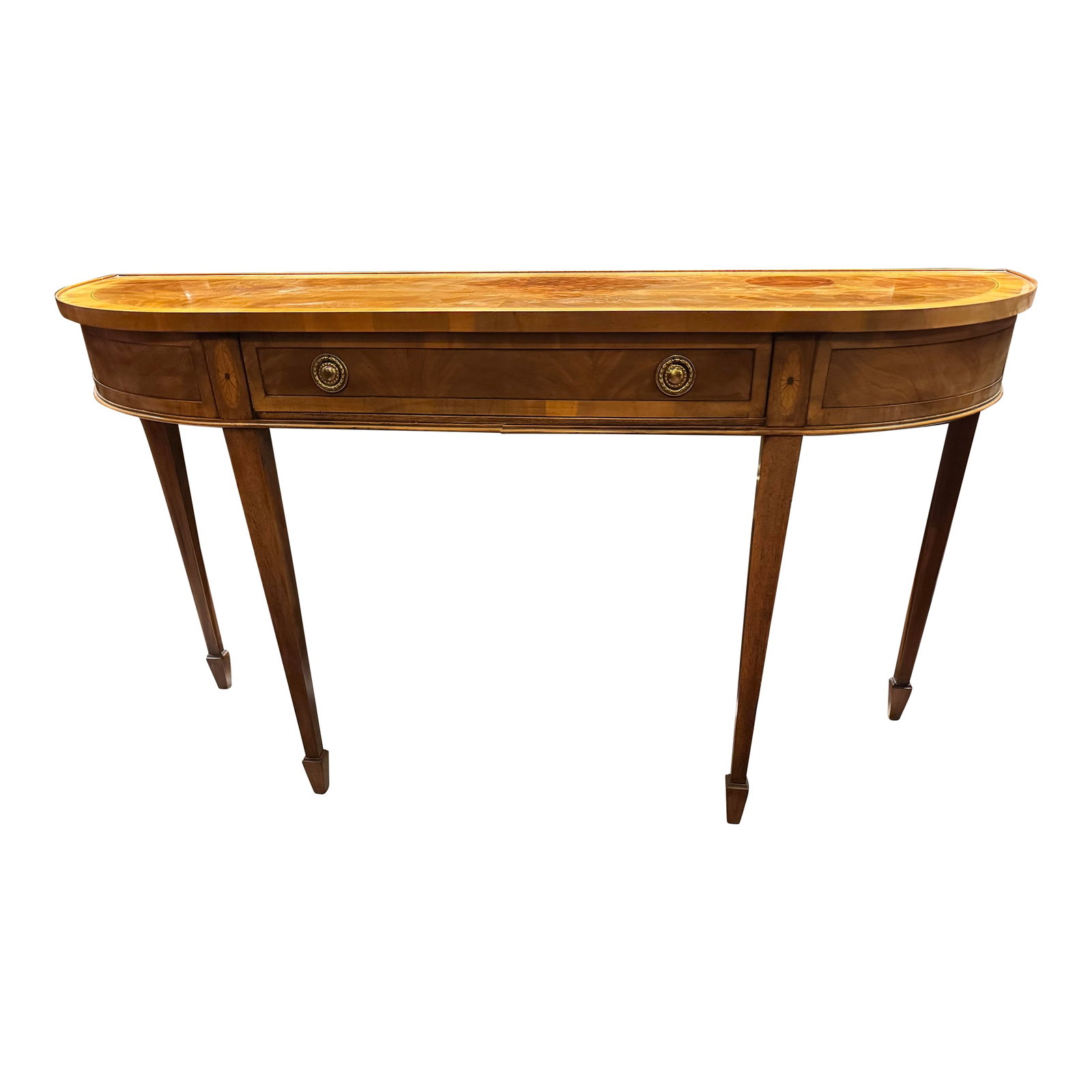 1920s Hekman Copley Collection Federal Style Crescent Sofa Table in Honey Finish [Rg] (1 of 3)