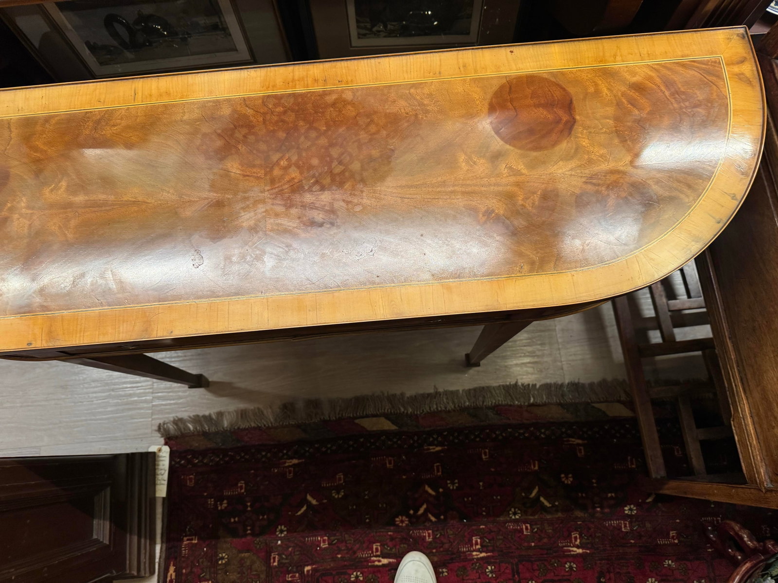 1920s Hekman Copley Collection Federal Style Crescent Sofa Table in Honey Finish [Rg] - 2