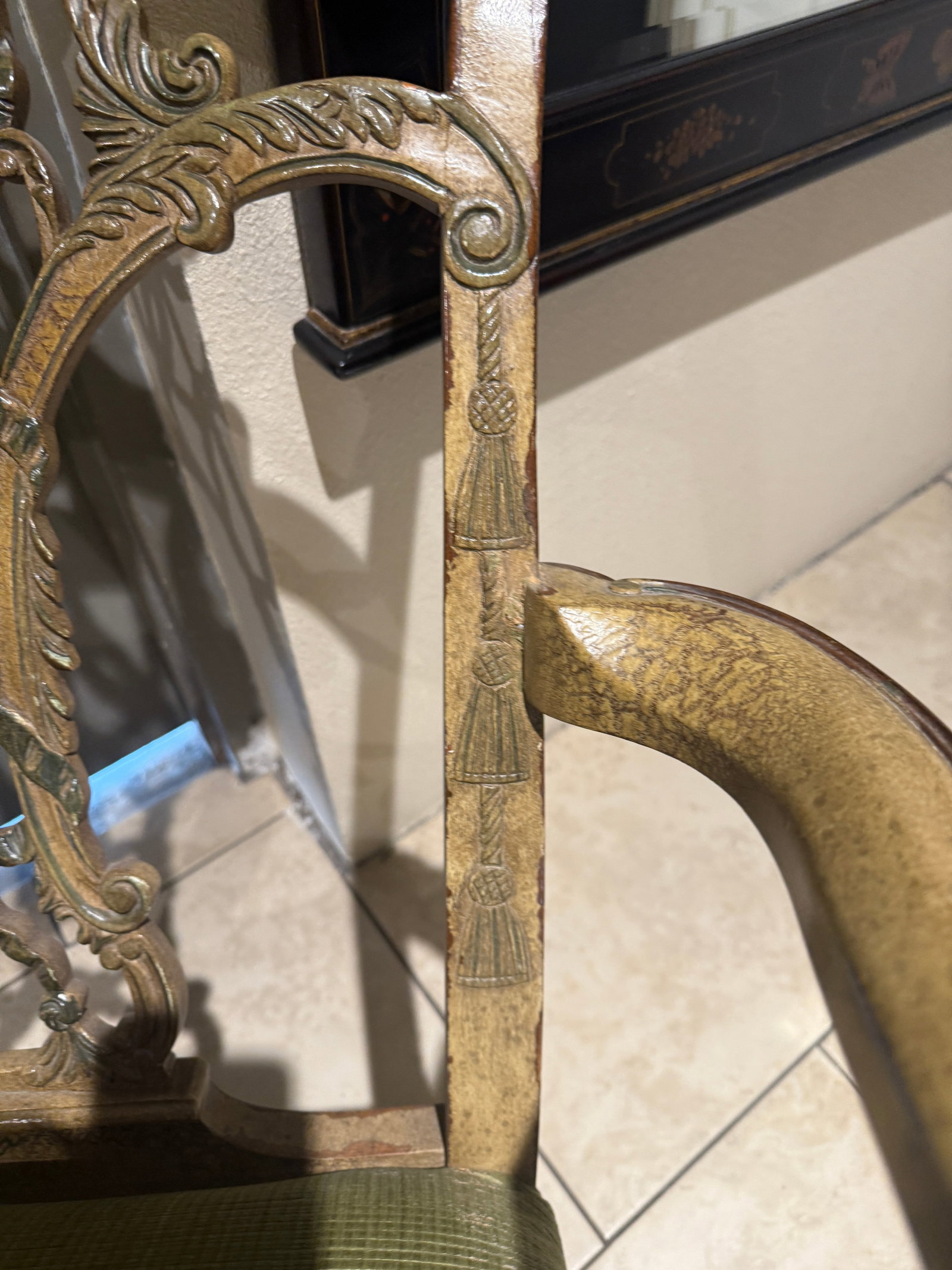 Chinese Chippendale Arm Chair Hand Painted - 10