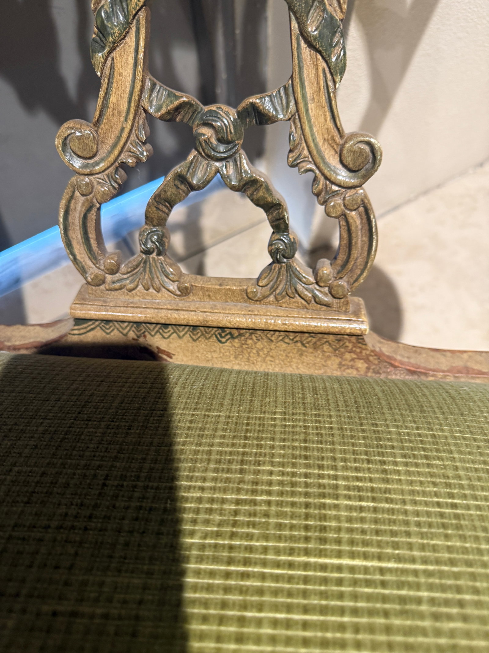 Chinese Chippendale Arm Chair Hand Painted - 11