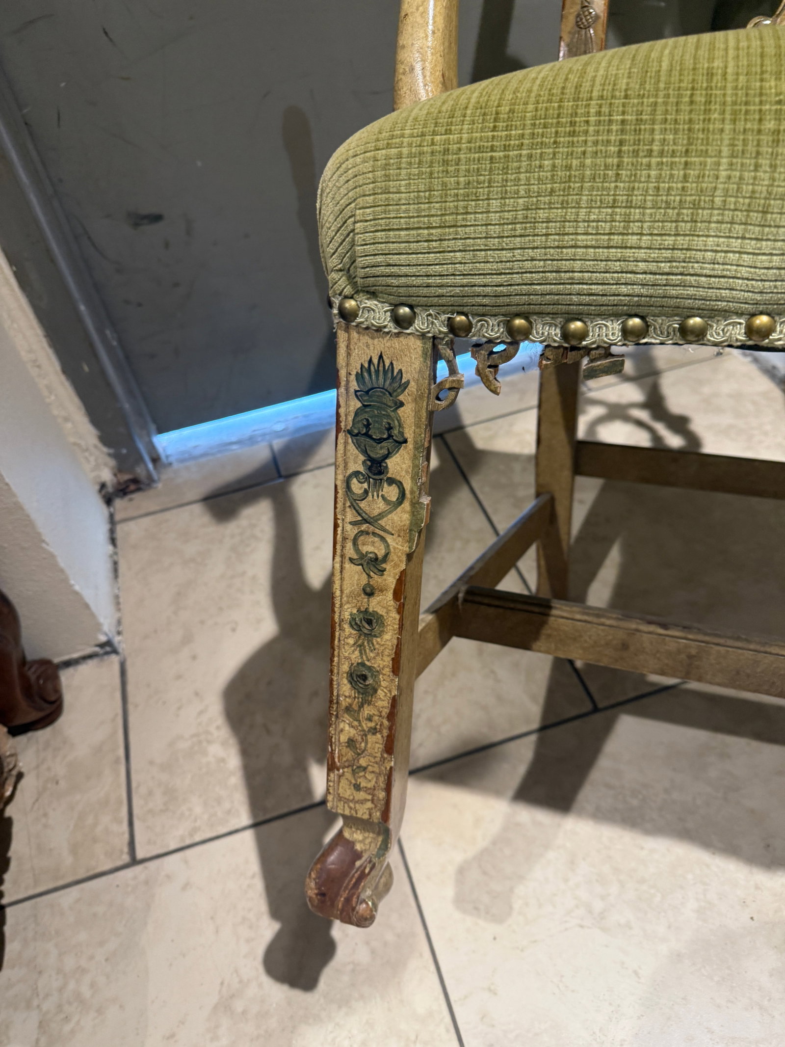 Chinese Chippendale Arm Chair Hand Painted - 12