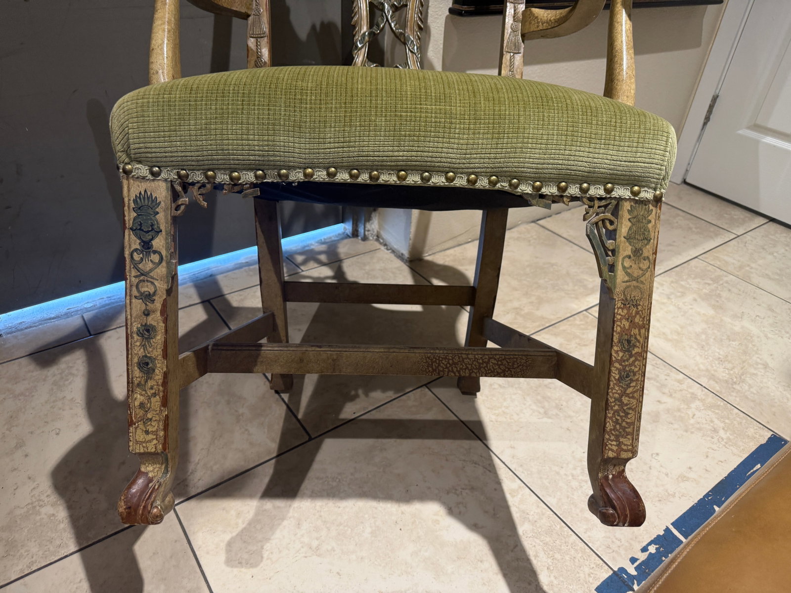 Chinese Chippendale Arm Chair Hand Painted - 13