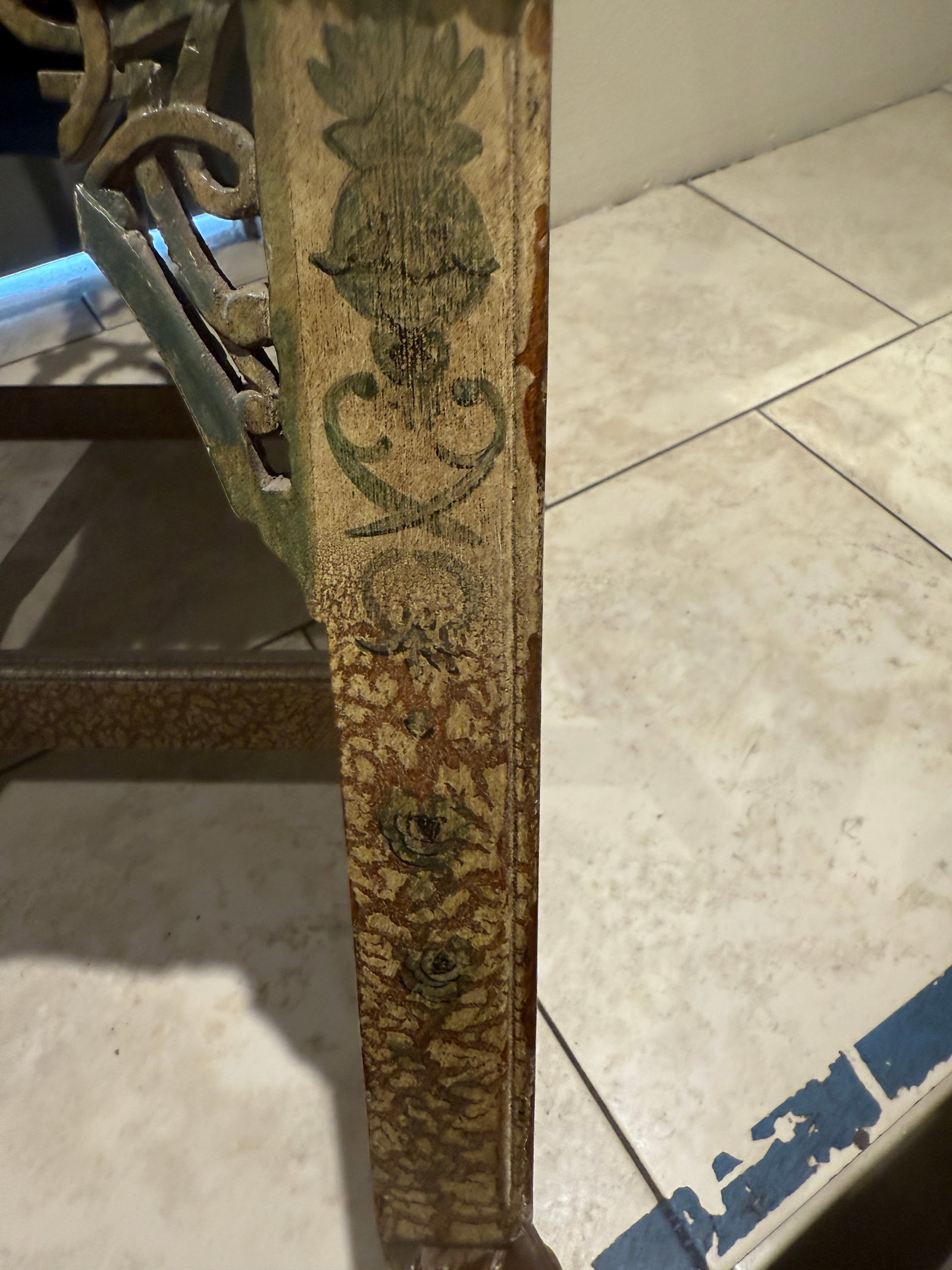 Chinese Chippendale Arm Chair Hand Painted - 14