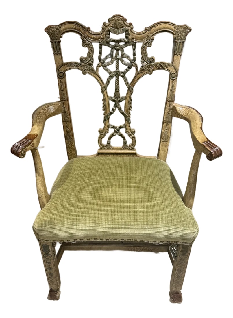Chinese Chippendale Arm Chair Hand Painted (1 of 18)