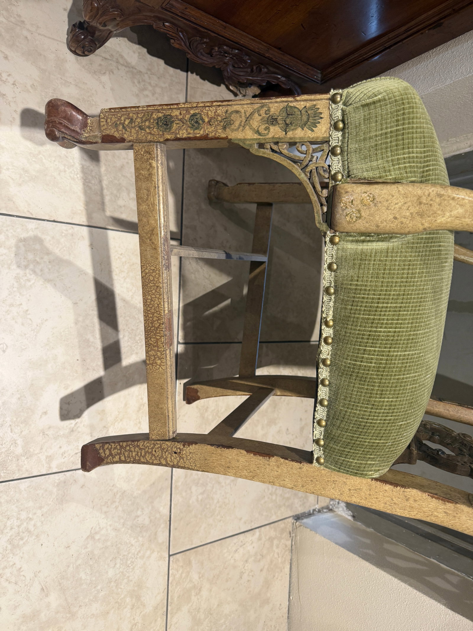Chinese Chippendale Arm Chair Hand Painted - 6