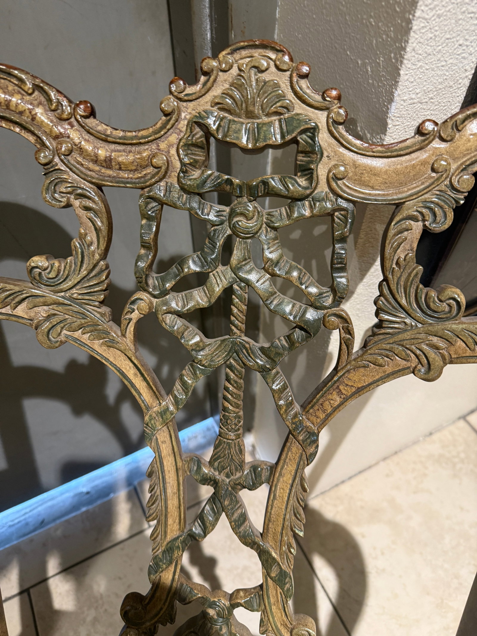 Chinese Chippendale Arm Chair Hand Painted - 9