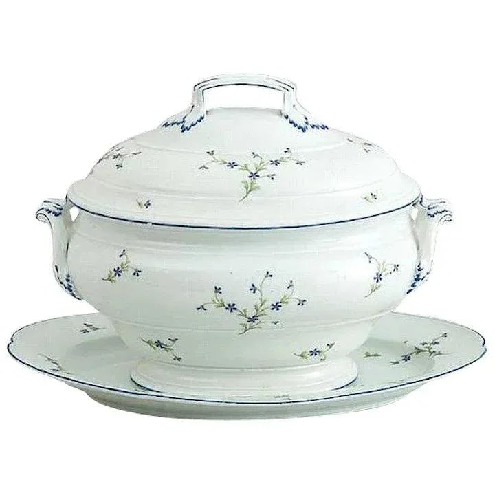 18th Century Niderviller Porcelain Cornflower Sprigs Soup Tureen Cover and Stand - A Pair - 11