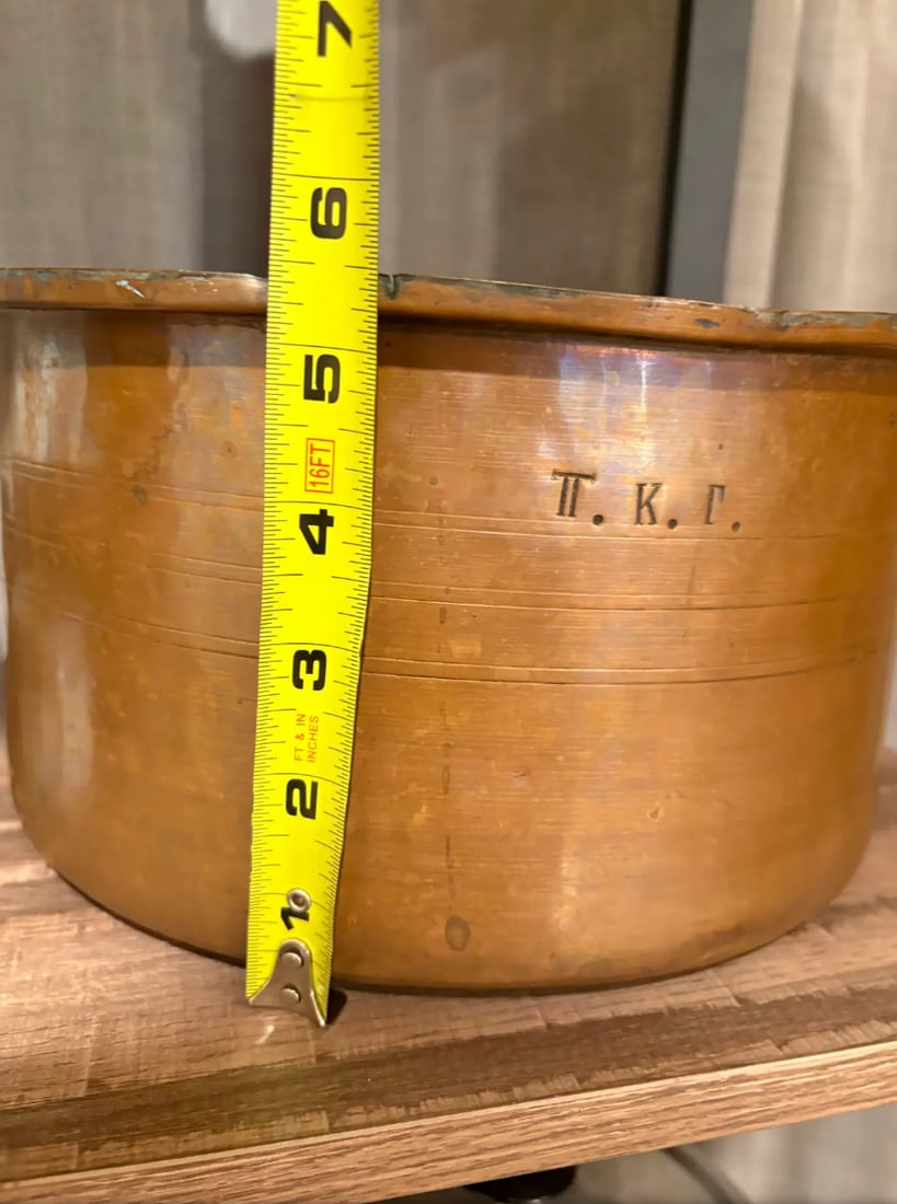 19th Century Copper Pot or Ice Bucket With Greek Fraternity Letters - 4