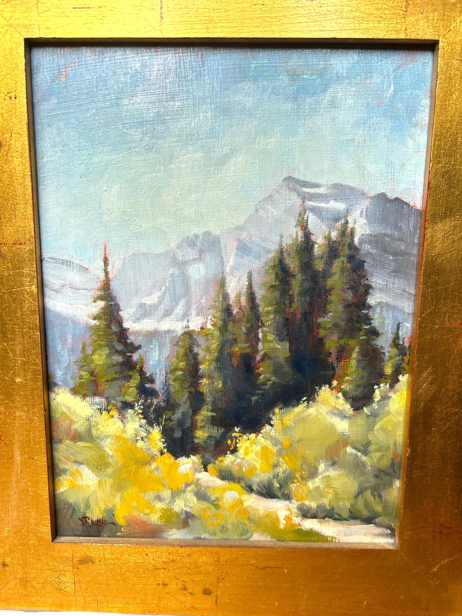 Vintage Signed Mountainscape Acrylic Painting - 2