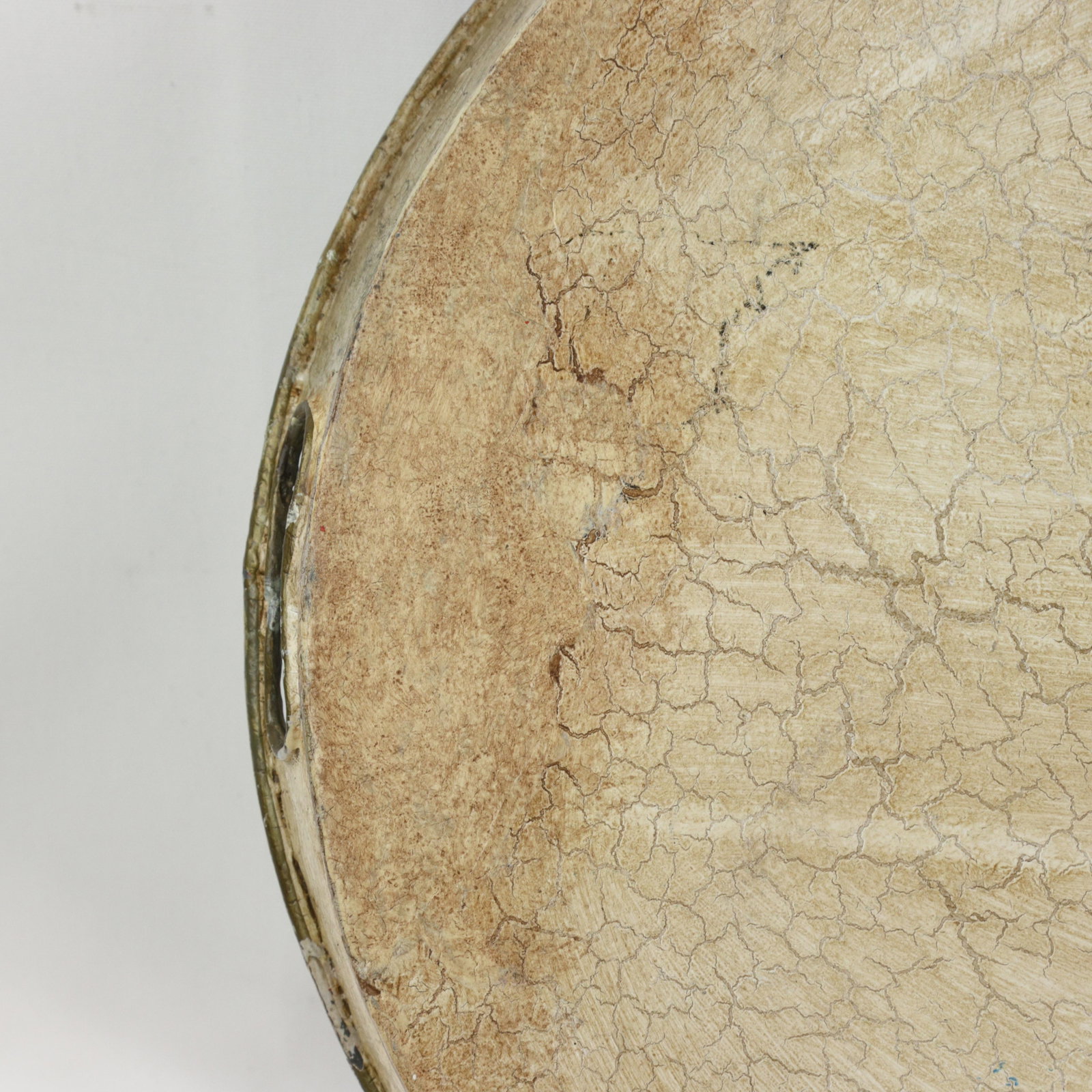 Vintage Hand Painted Tole Tray Blue and Cream Oval Landscape With Tower Architecture - 13