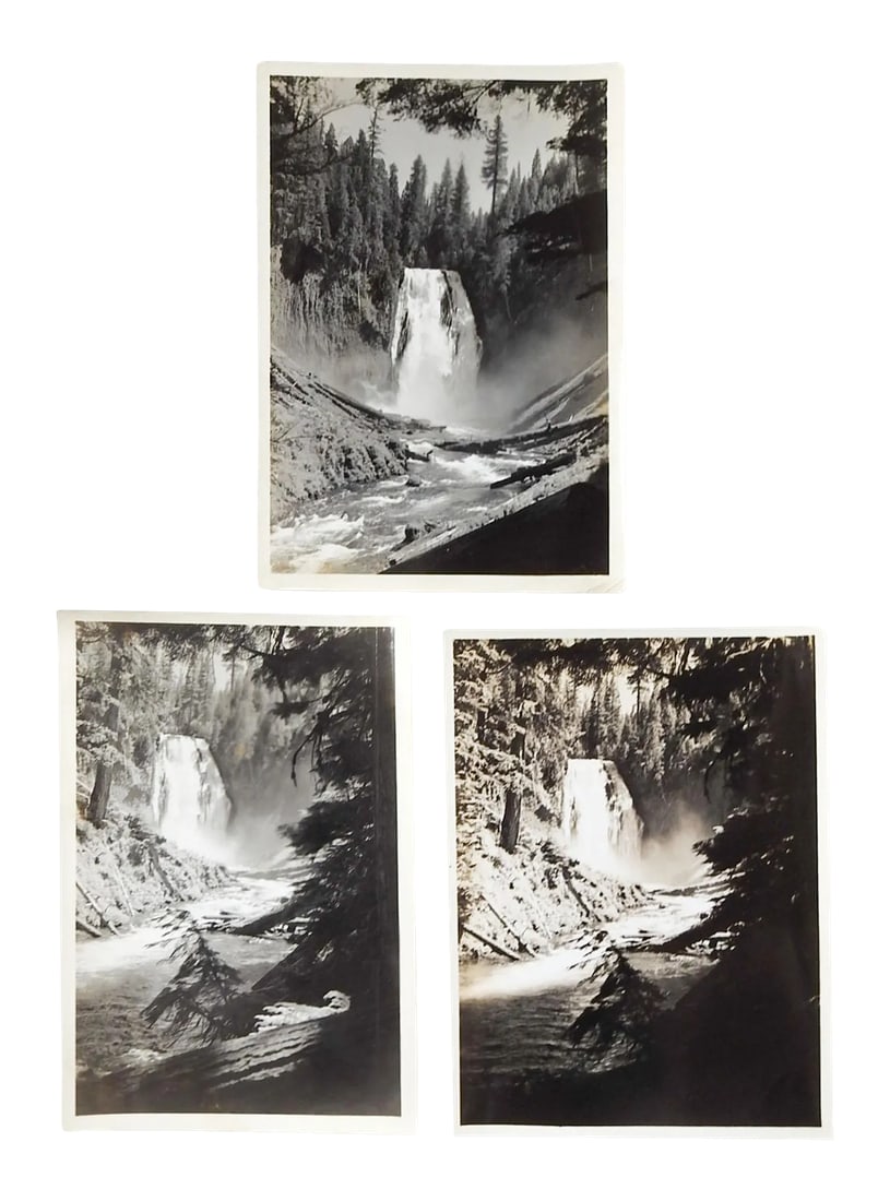 Vintage Waterfall & Landscape Photographs - Set of 3: Set of 3 vintage photographs of a waterfall. Sightly different angles, unsigned. Unframed, one a bit more sepia toned. Condition: Alterations: Original Condition Unaltered Imperfections: Some Imperfec