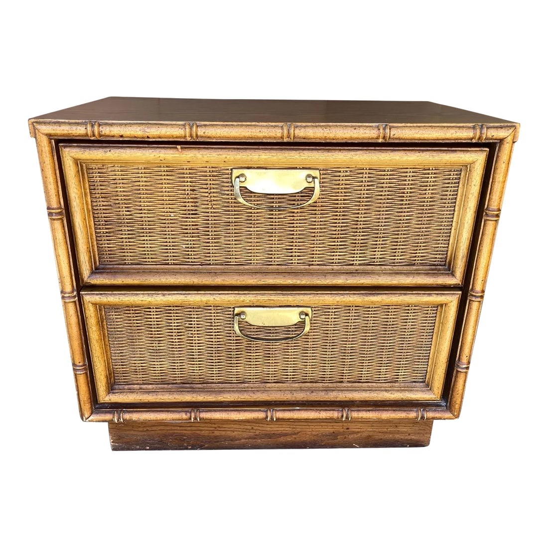 Vintage Mid-Century Thomasville Faux Bamboo 2 Drawer Nightstand (1 of 7)