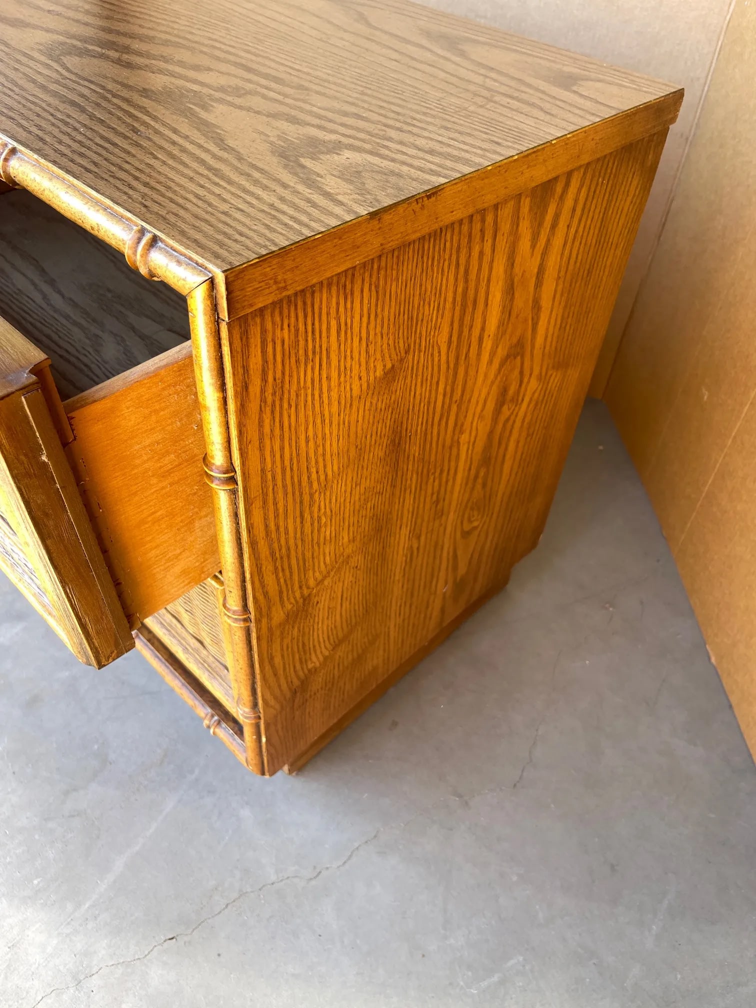 Vintage Mid-Century Thomasville Faux Bamboo 2 Drawer Nightstand - 6