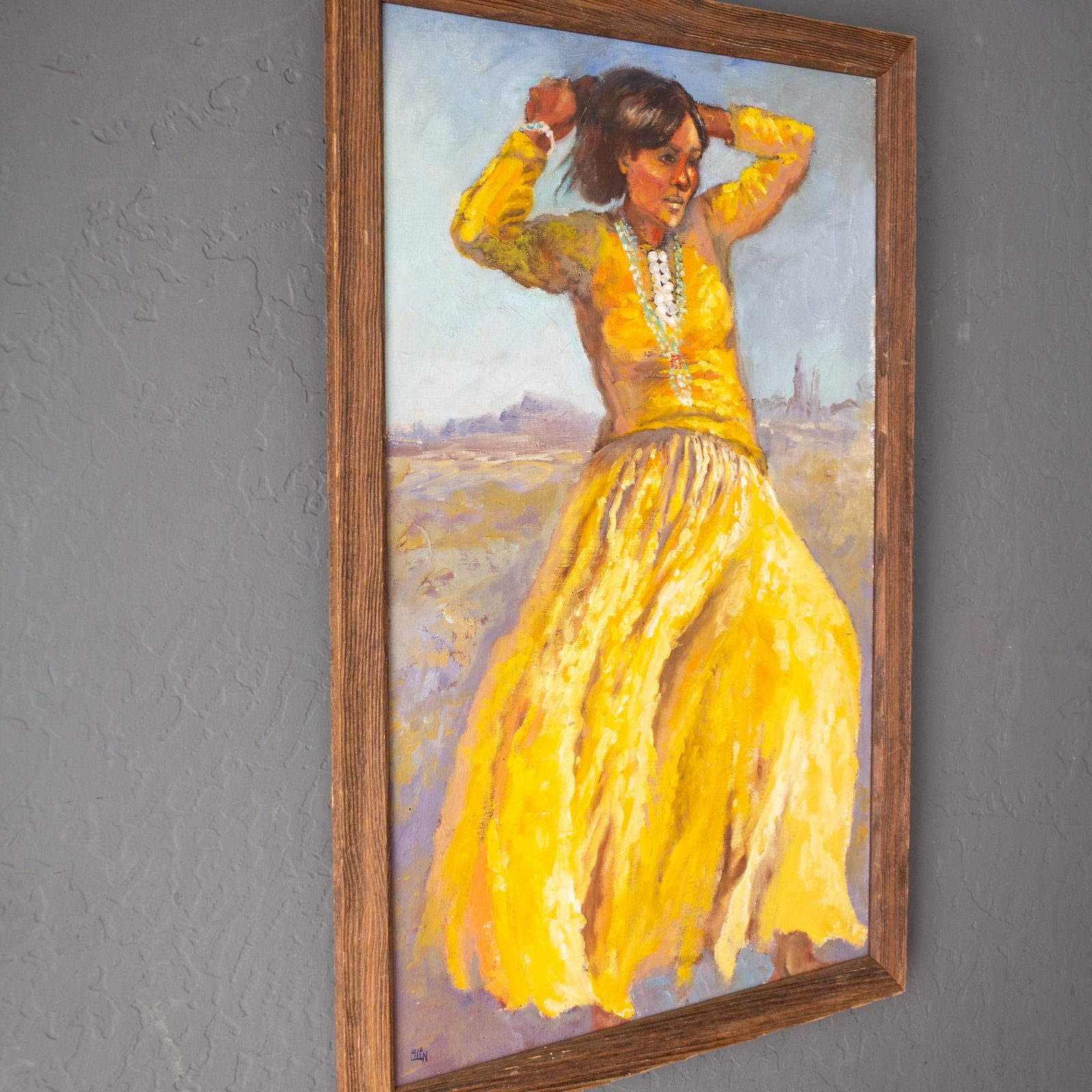 Figure Painting of a Girl in Yellow on a Soutwestern Mesa Landscape - 3