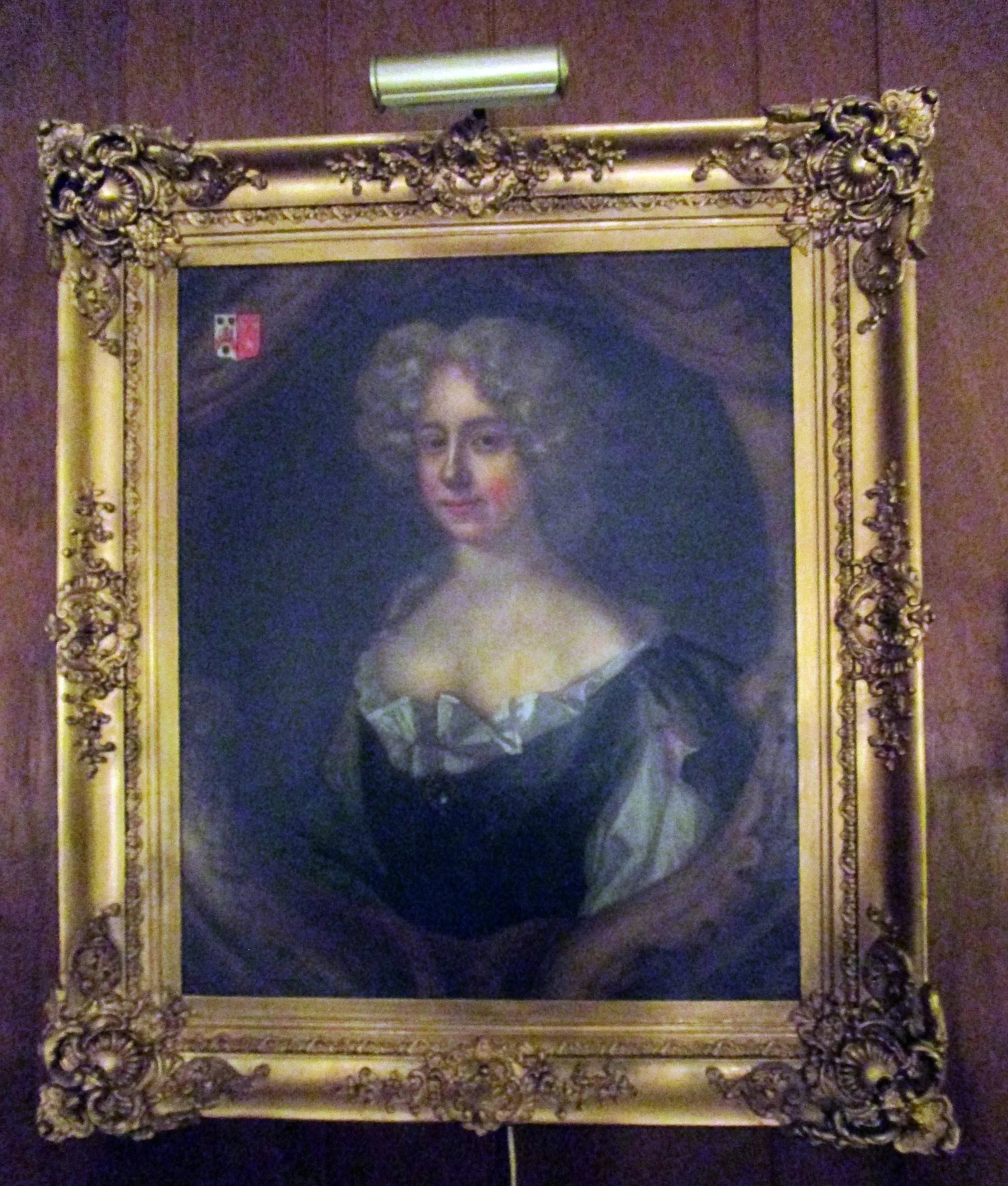 18th Century English Titled Lady with Coat of Arms Framed Oil Portrait Painting - 5