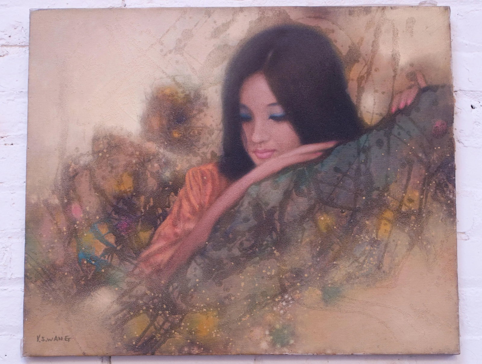K Swang "Portrait of a Lady" Oil on Canvas - 13