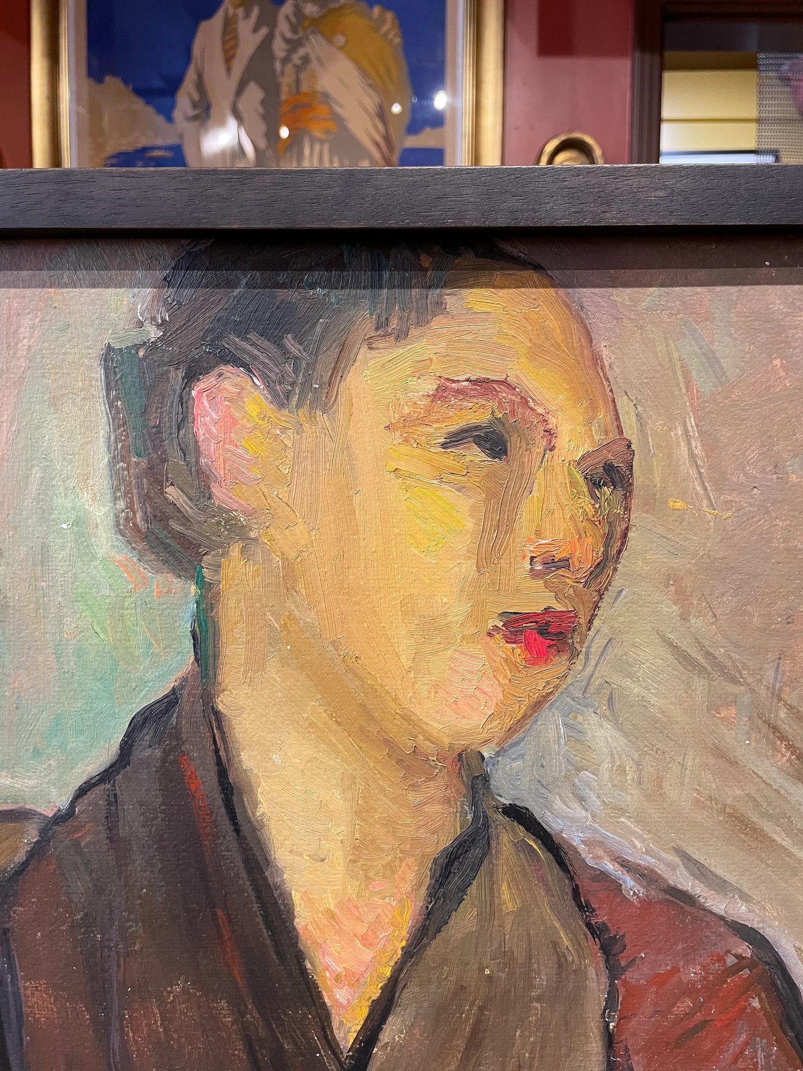 Circa 1940s French Expressionist Portrait Painting of a Woman, Framed - 2