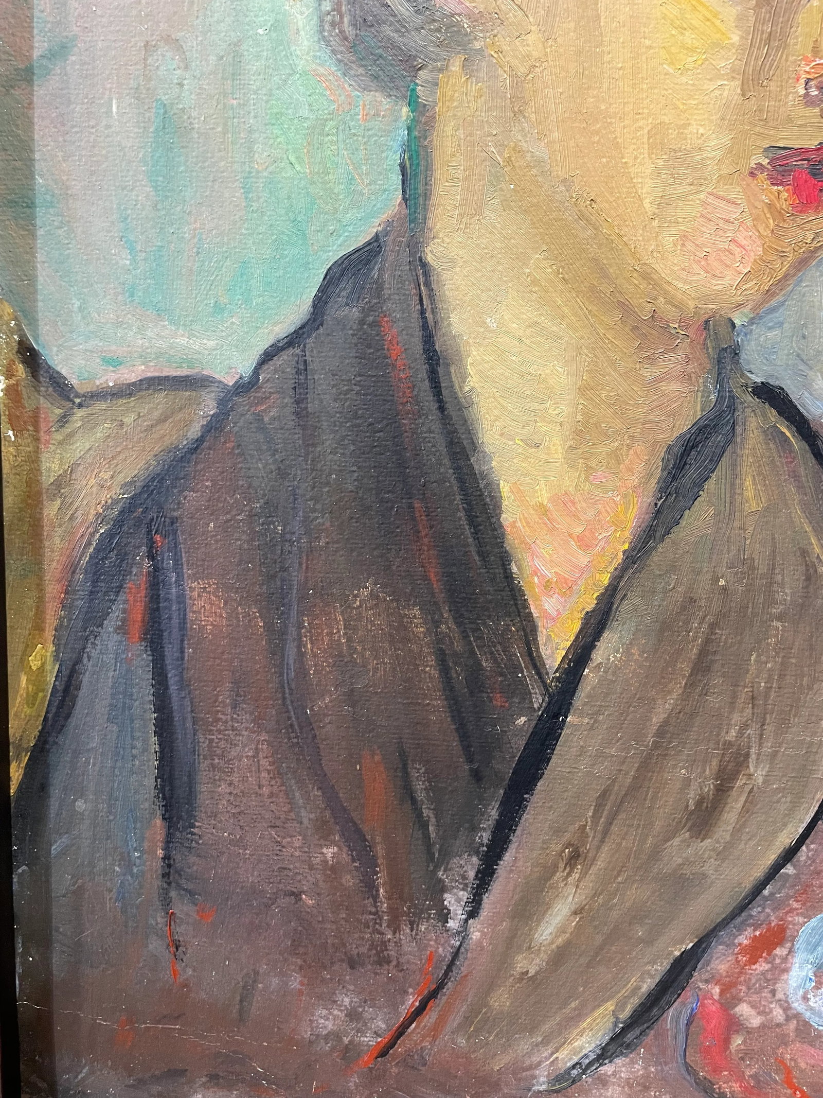 Circa 1940s French Expressionist Portrait Painting of a Woman, Framed - 4