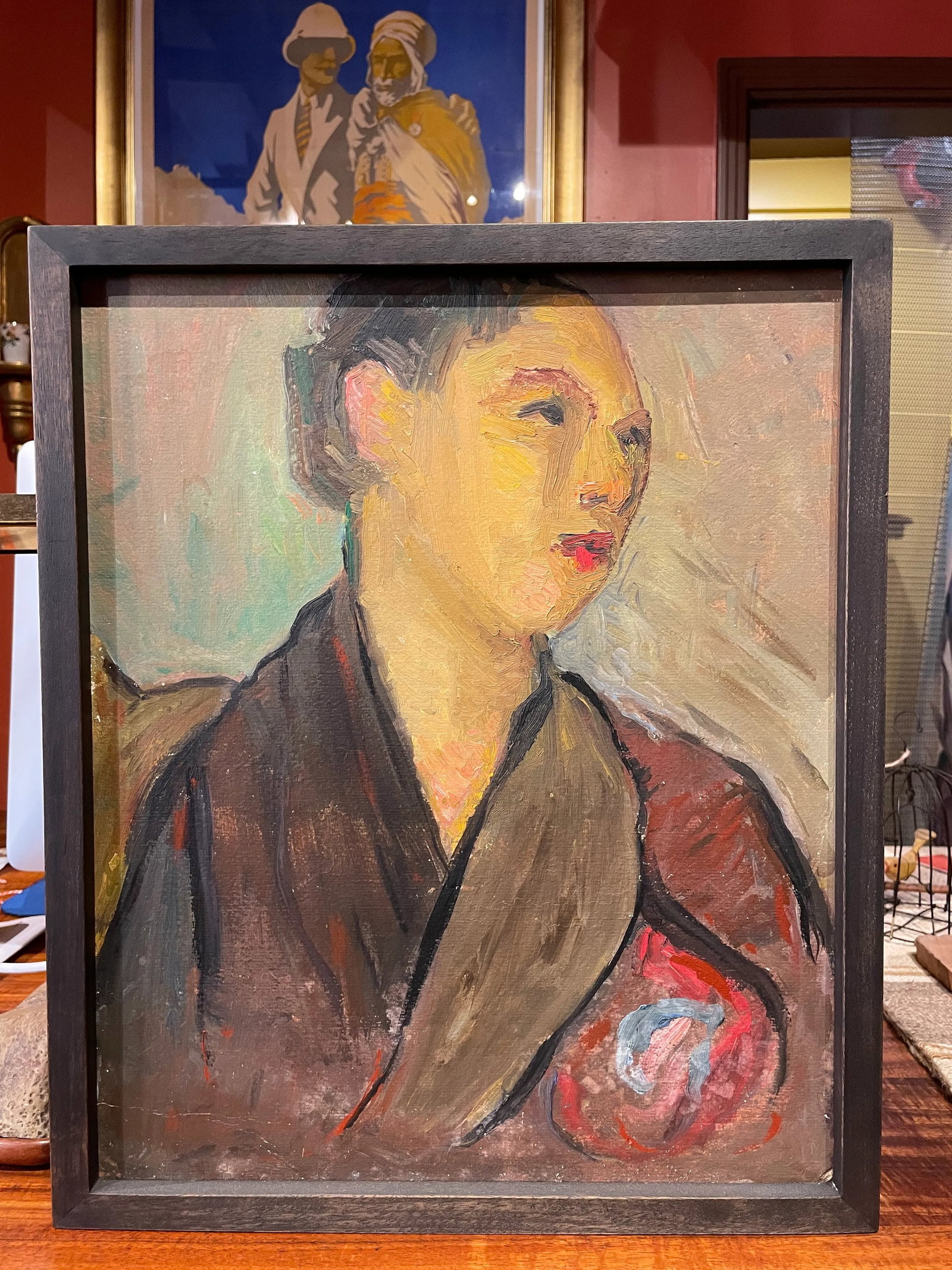 Circa 1940s French Expressionist Portrait Painting of a Woman, Framed - 6