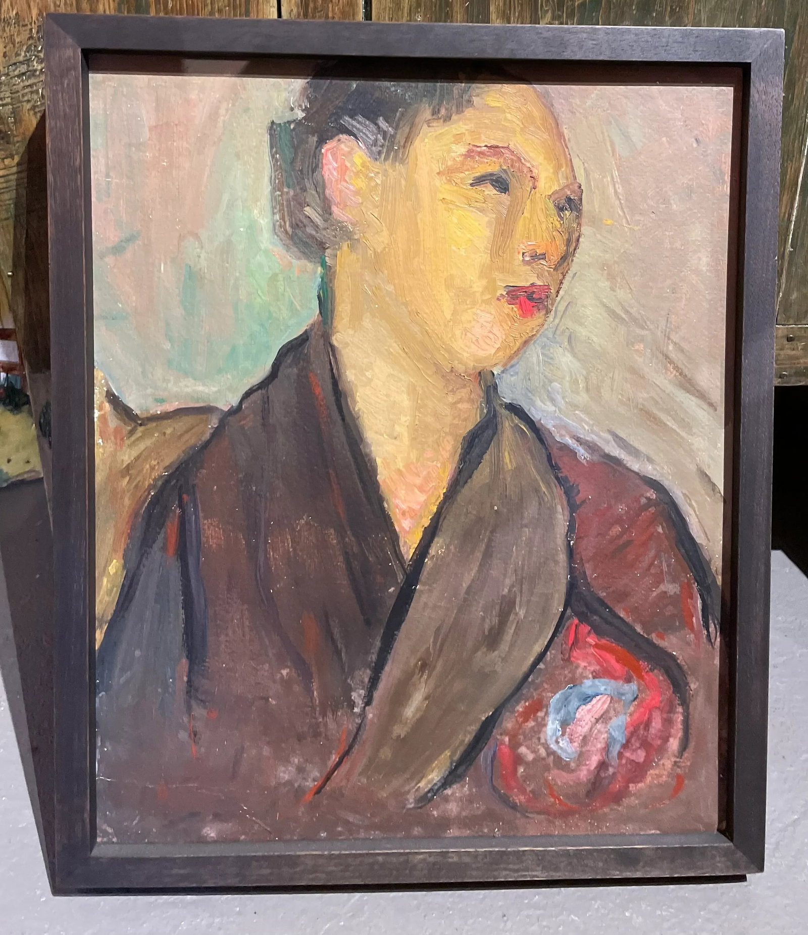 Circa 1940s French Expressionist Portrait Painting of a Woman, Framed - 7