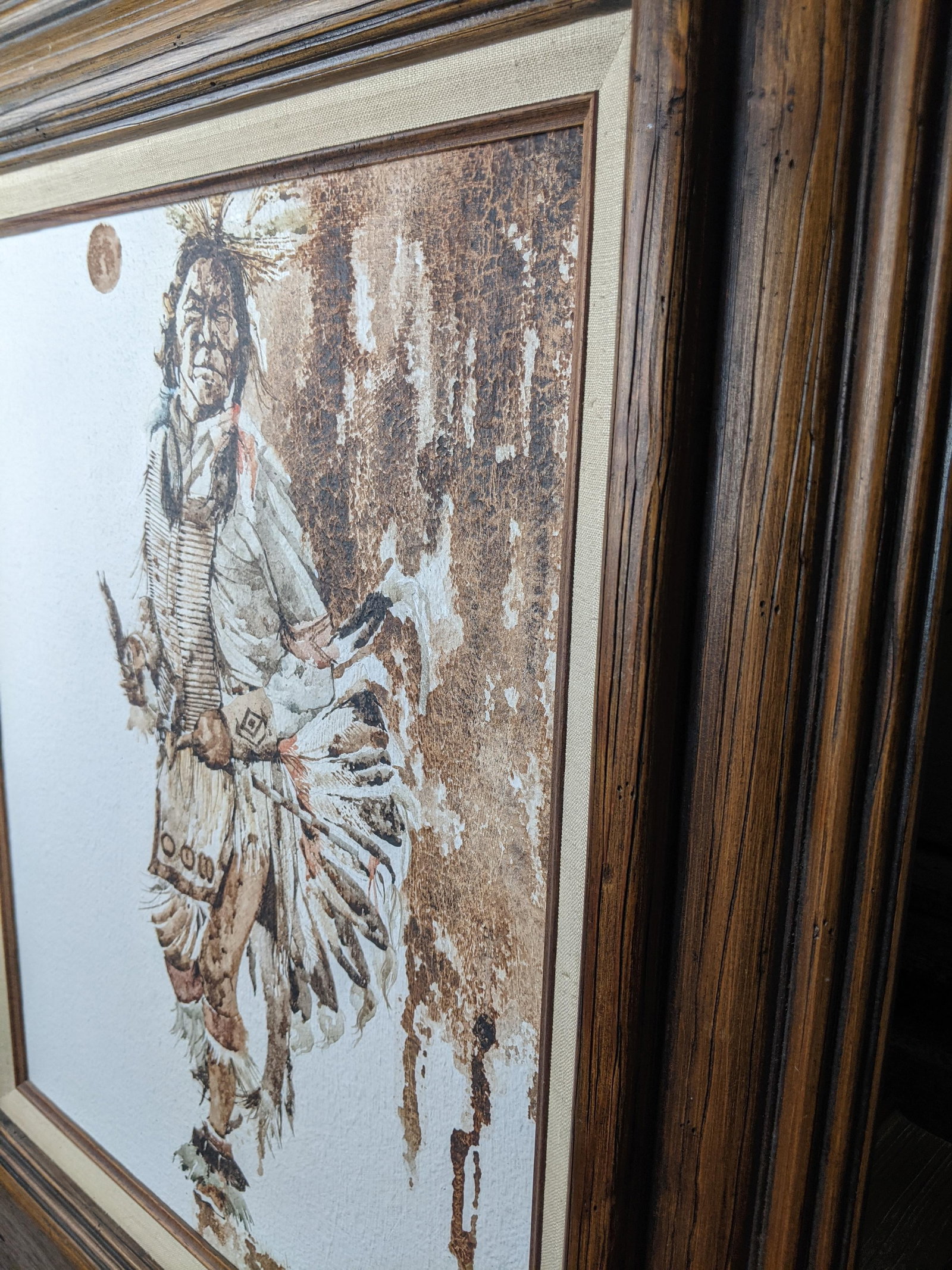 Mid 20th Century R. Scott Signed Mixed Media Native American Figure Drawing, Watercolor Ink on Paper - 11