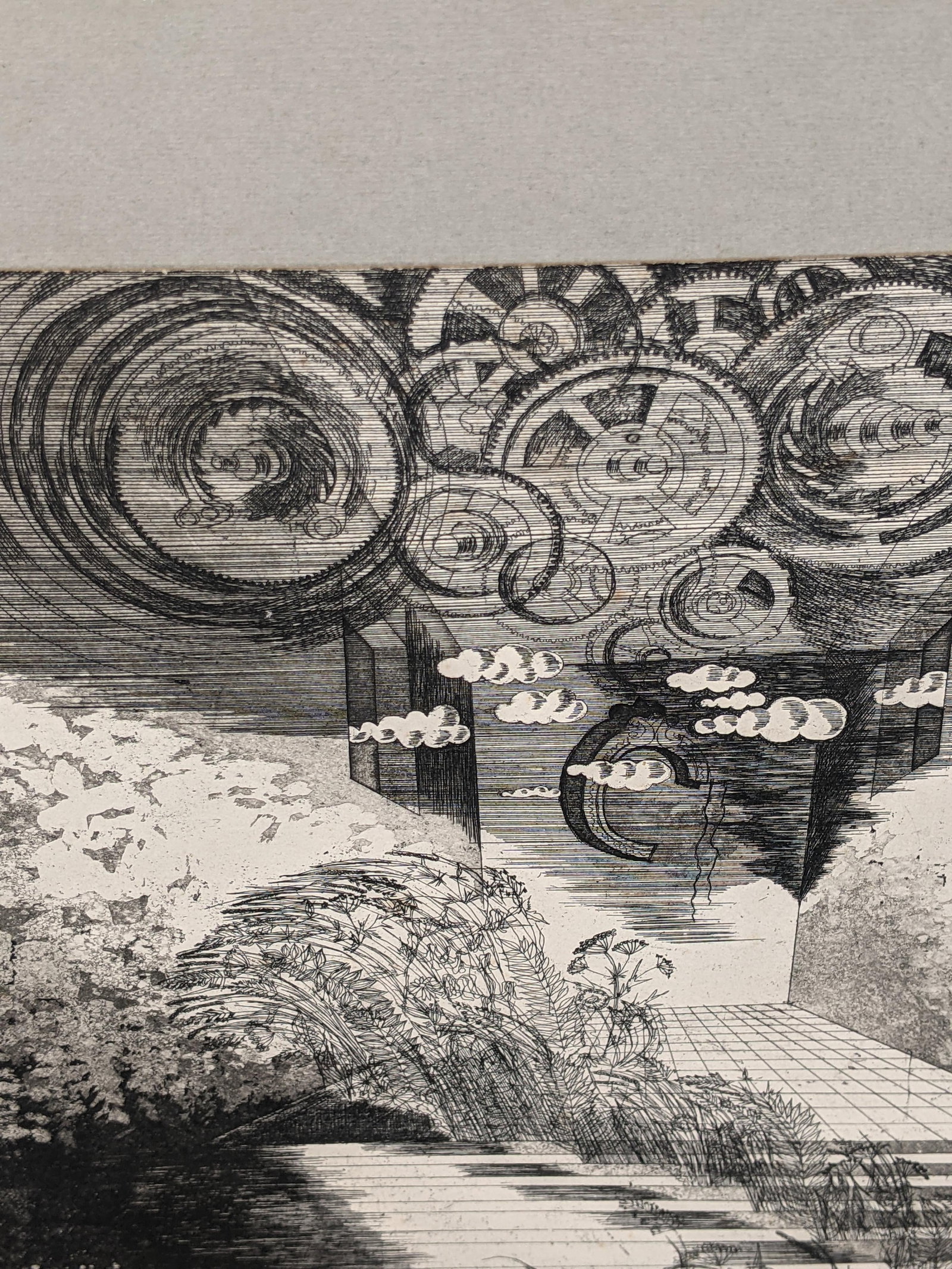 Original Pencil Signed Surrealist Etching on Paper, Dreamlike Symbolist Composition, Mid-20th Centur - 8