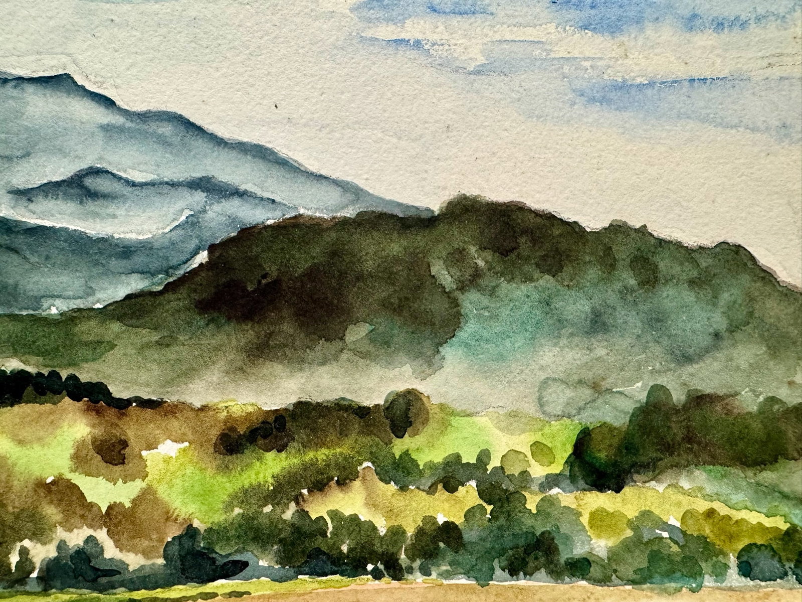 Enry Emil Salloch Original Watercolor on Paper Mt. Mansfield 1946. - 3