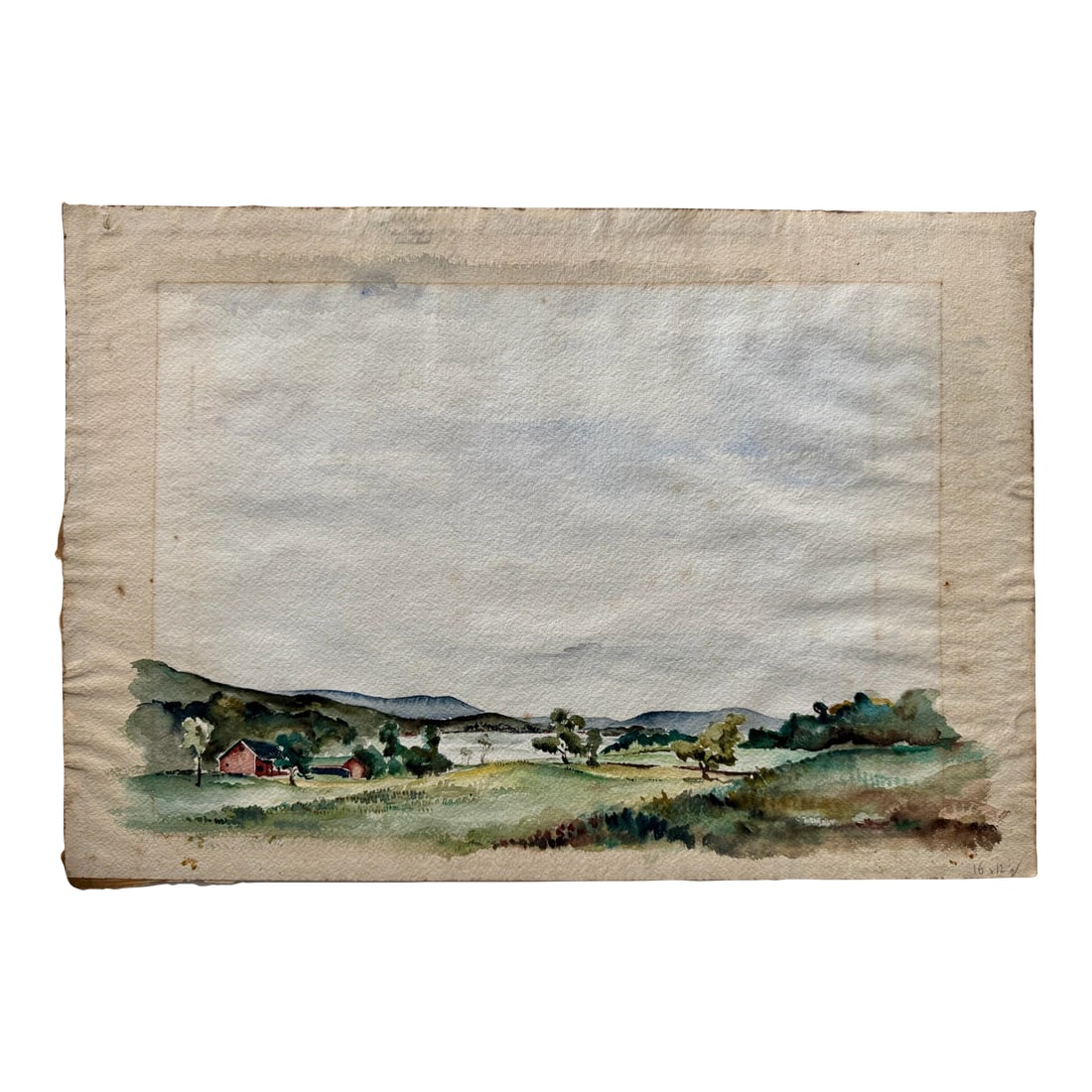 Henry Emil Salloch Original Watercolor on Paper Rural River Valley. (1 of 6)