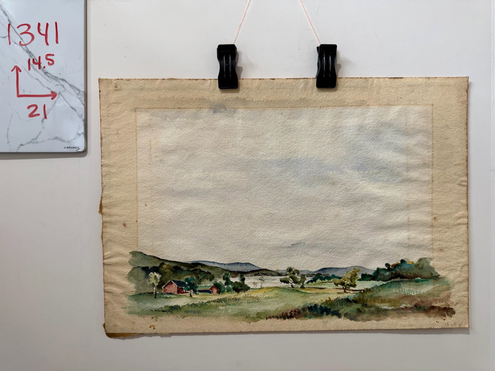 Henry Emil Salloch Original Watercolor on Paper Rural River Valley. - 6