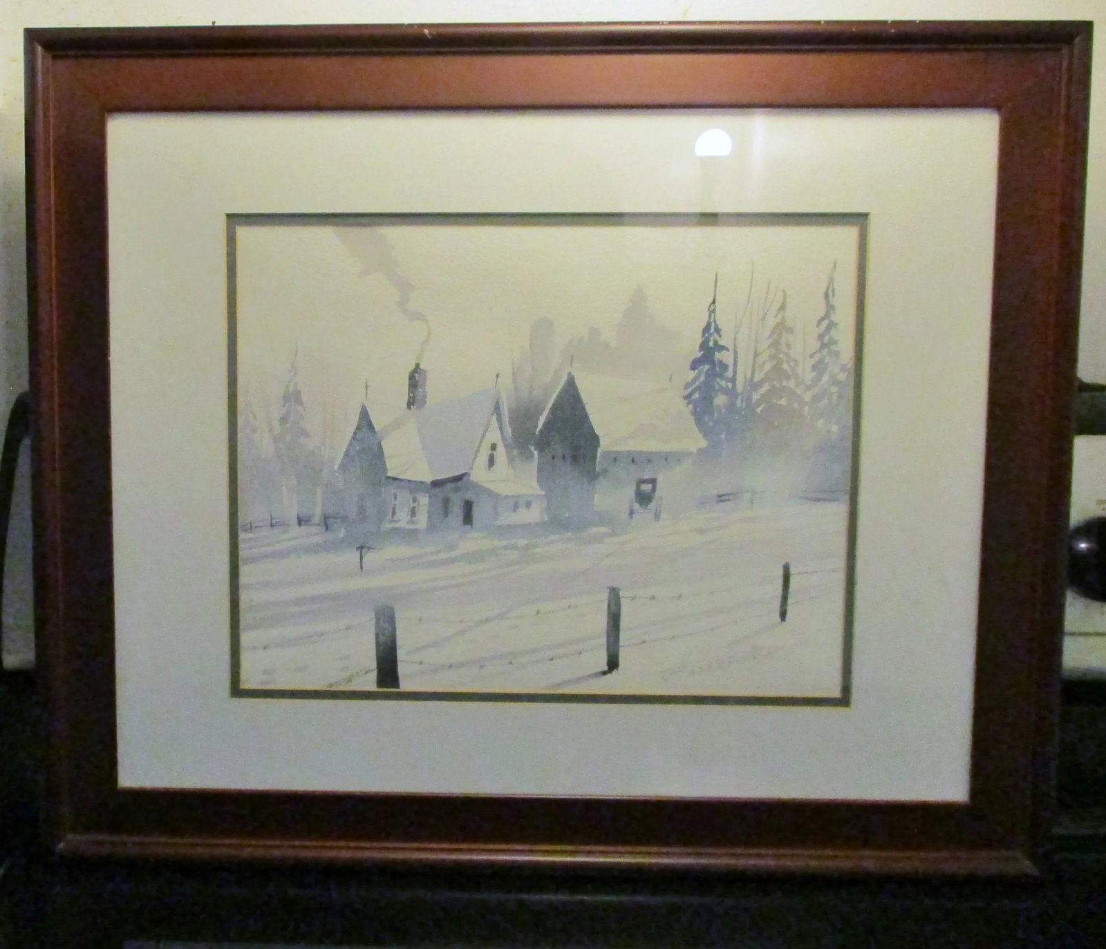 Mid 20th Century T. Haverfield Signed Winter Landscape Watercolor Painting, Framed - 10