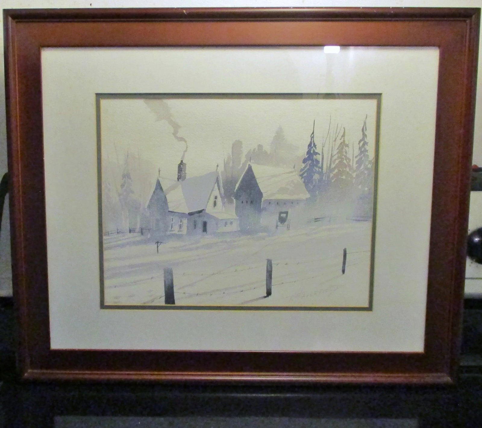 Mid 20th Century T. Haverfield Signed Winter Landscape Watercolor Painting, Framed - 2