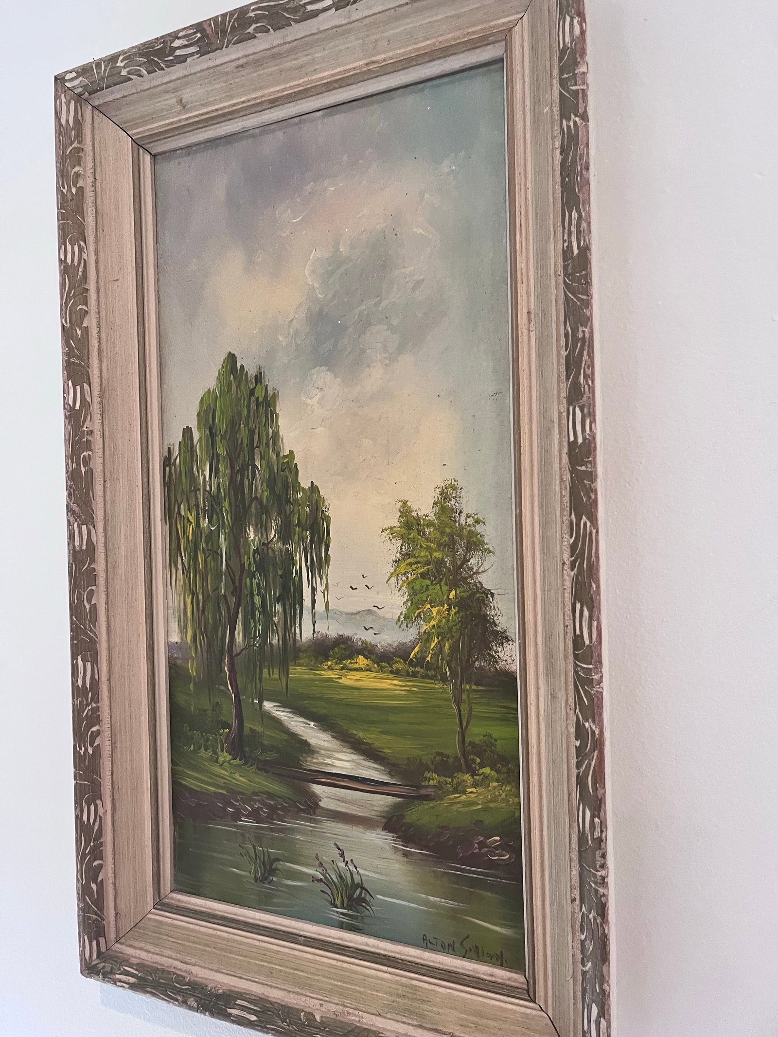Vintage Signed Landscape Oil Painting on Board, Circa 1960s - 4