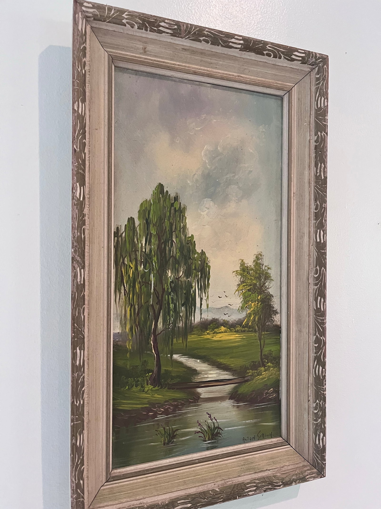 Vintage Signed Landscape Oil Painting on Board, Circa 1960s - 5