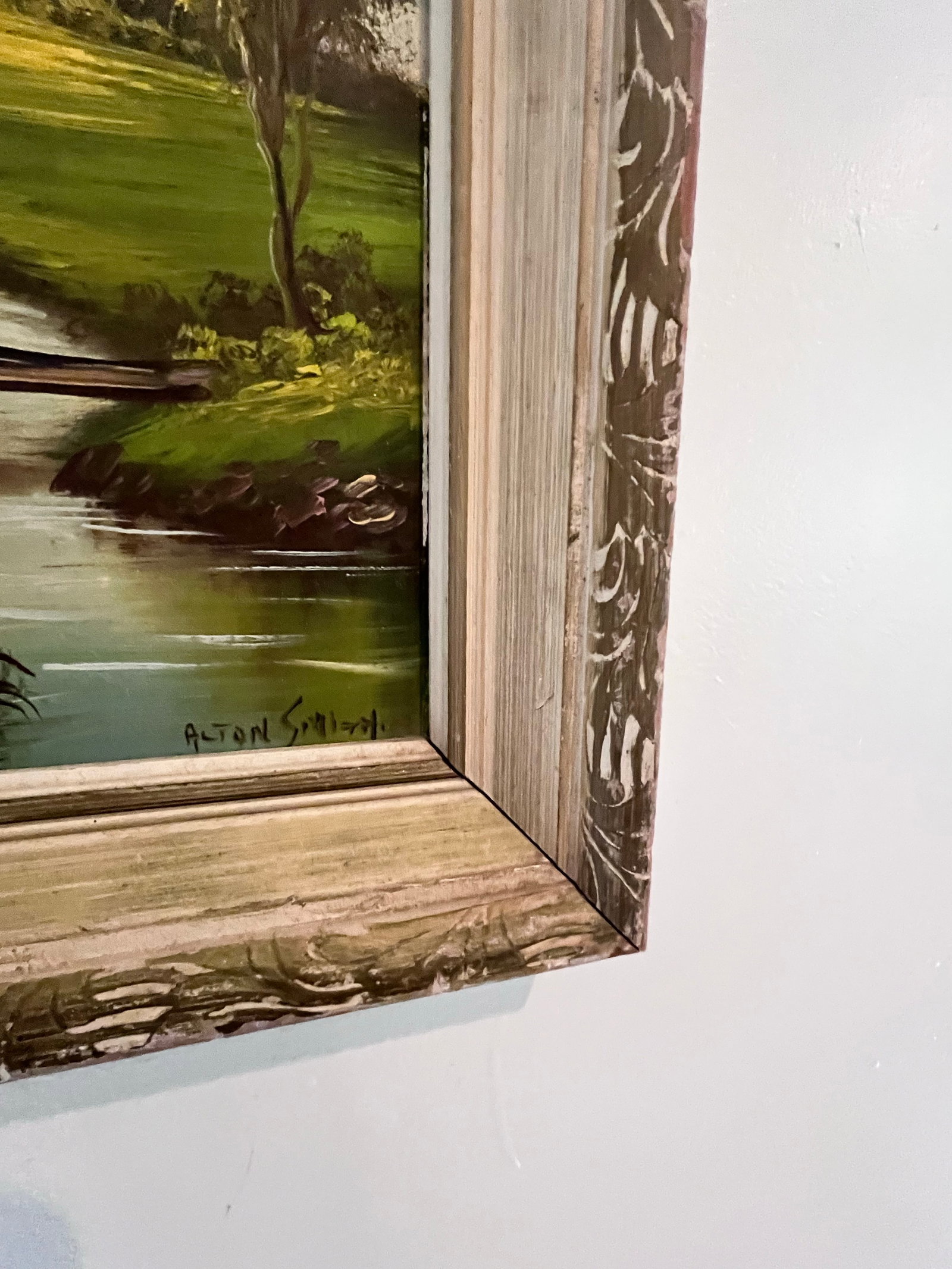 Vintage Signed Landscape Oil Painting on Board, Circa 1960s - 6