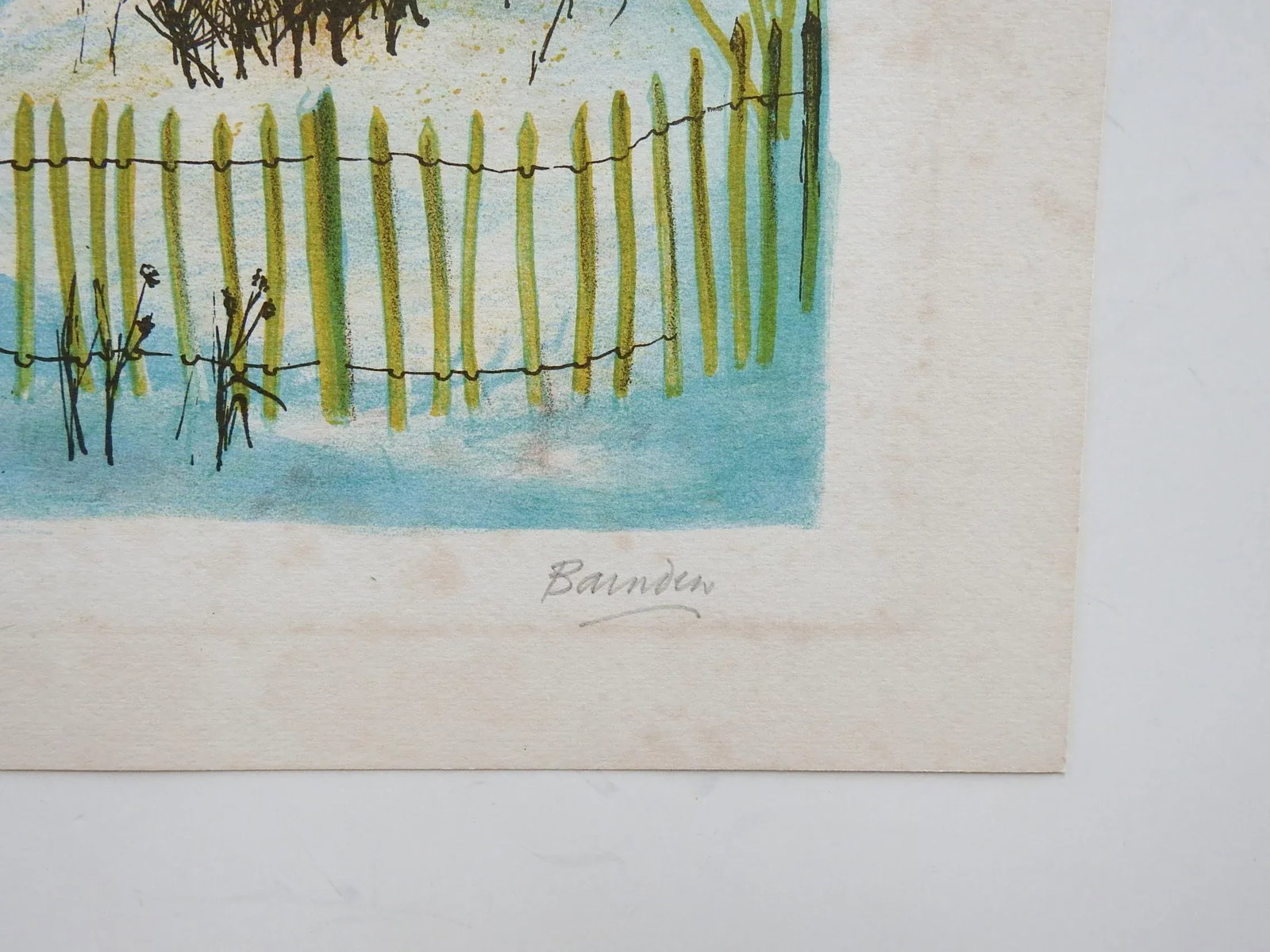 Vintage Mid Century Winter Landscape Lithograph - 3