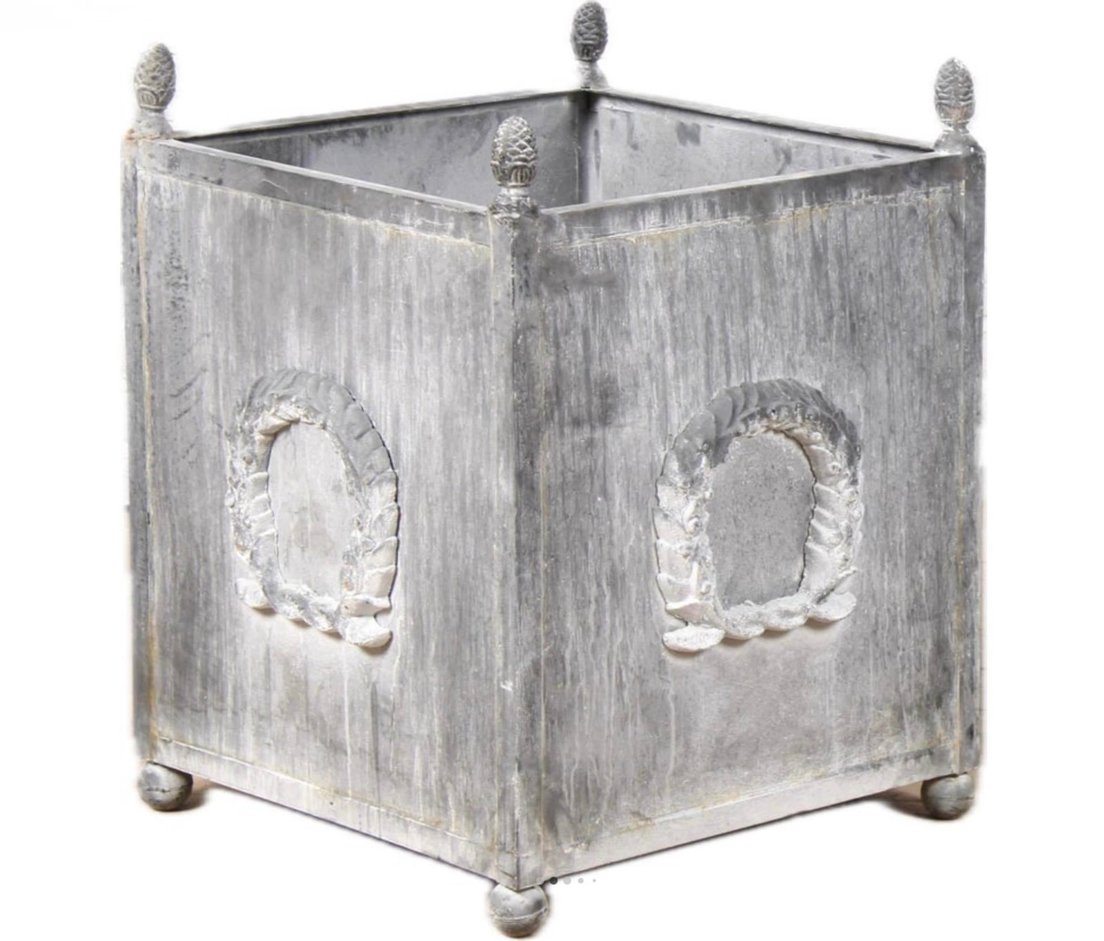 Neoclassical Metal Planters, a Pair With Laurel Wreath Motifs - 2