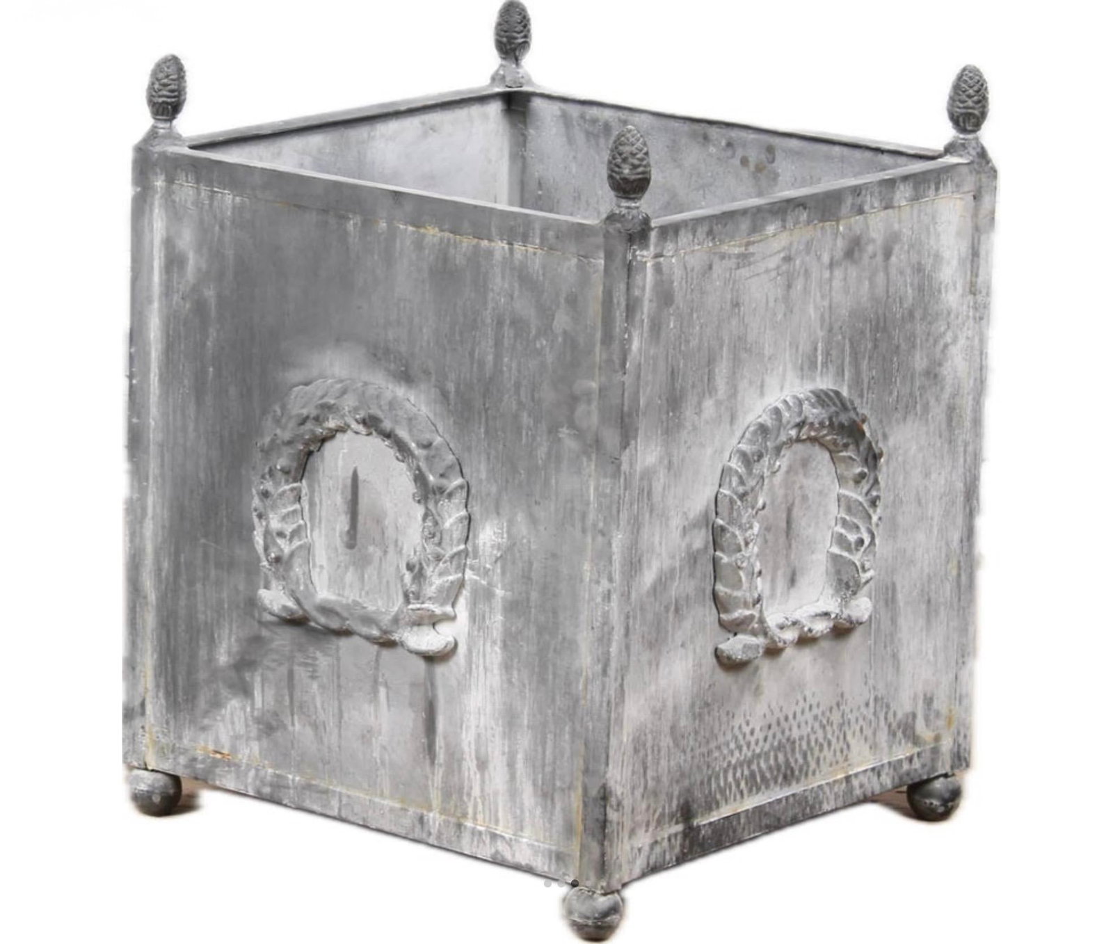 Neoclassical Metal Planters, a Pair With Laurel Wreath Motifs - 3