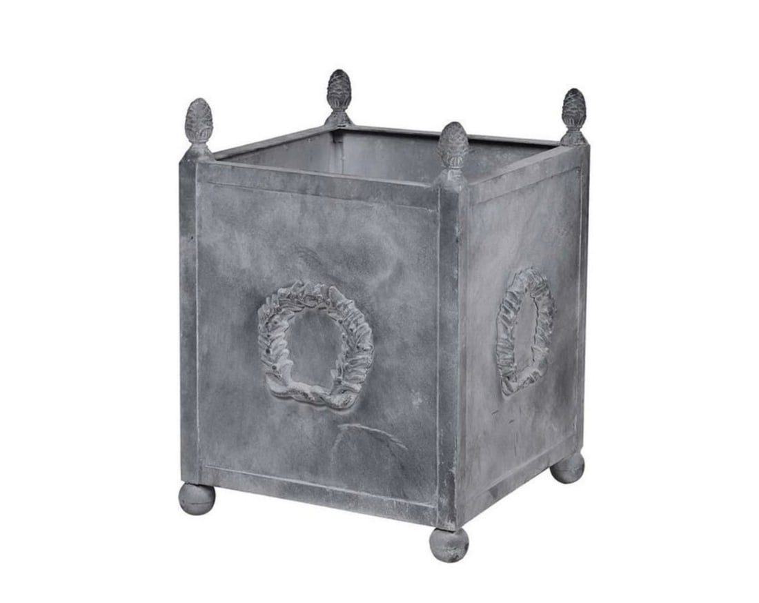Neoclassical Metal Planters, a Pair With Laurel Wreath Motifs - 4