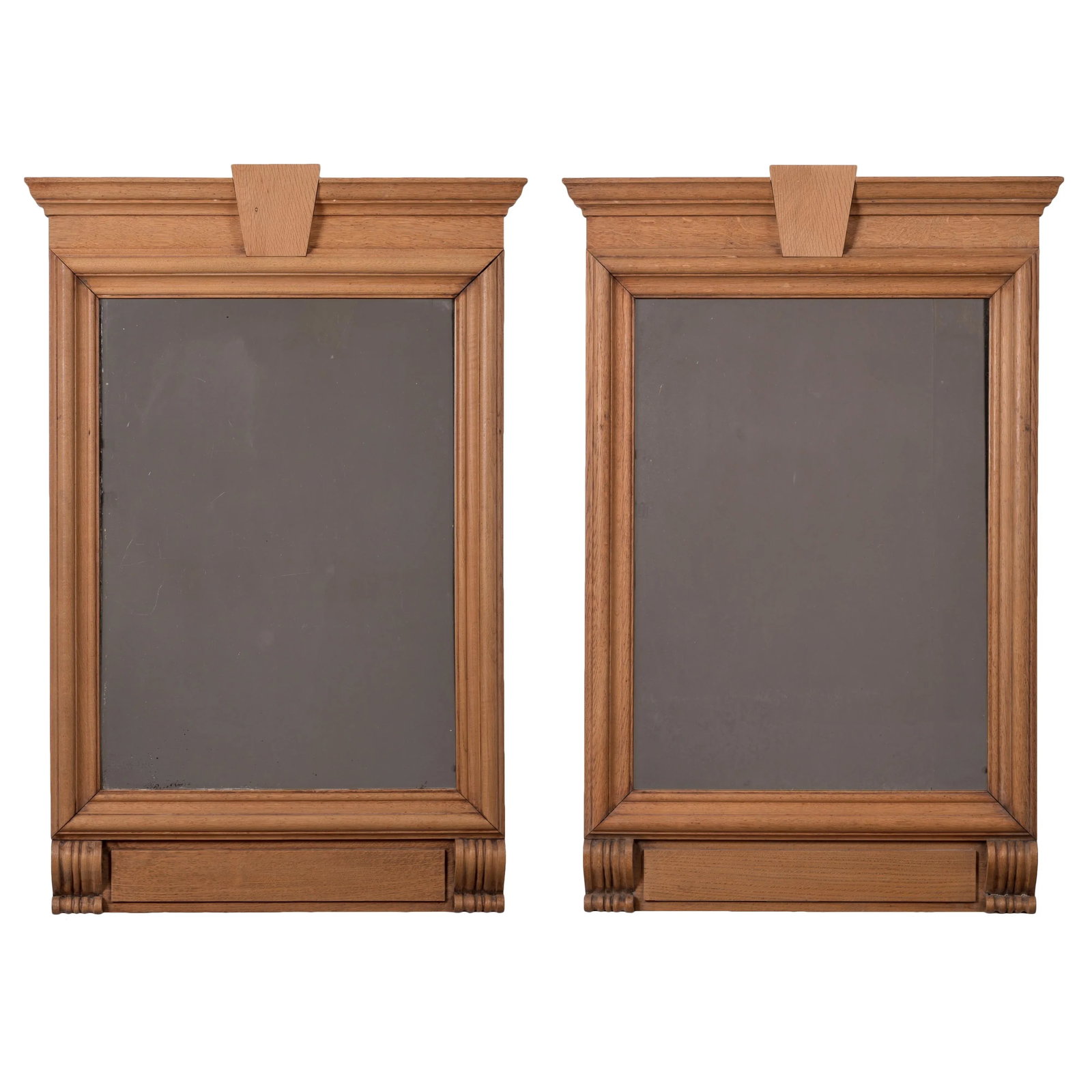 French Neoclassical Style Limed Oak Trumeau Mirrors, 19th Century - a Pair - 9