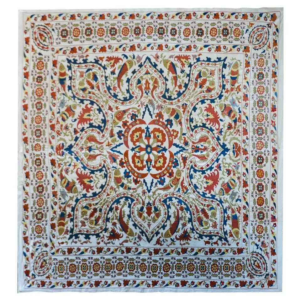 Vintage 'Leaping Fish' Suzani - 11