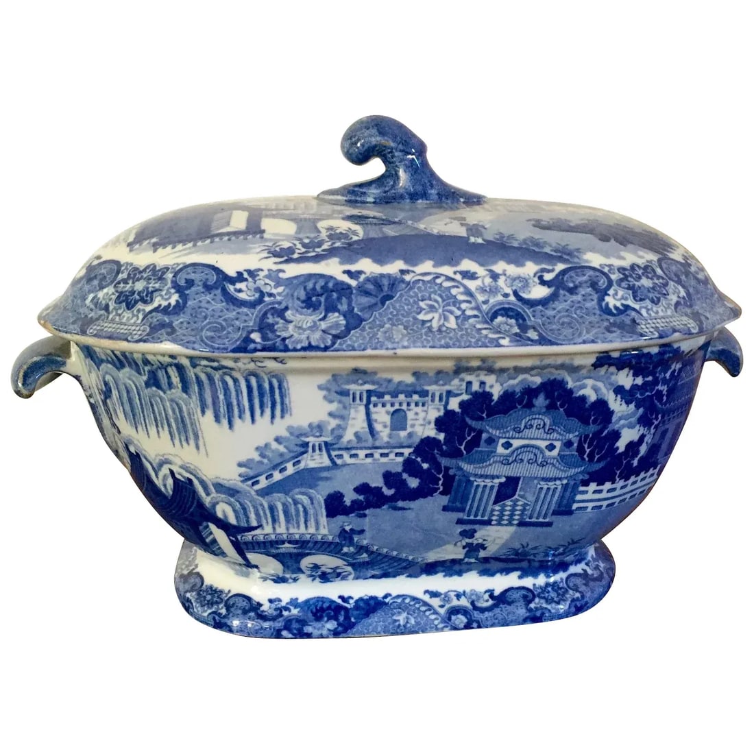 Early 19th Century English Georgian Staffordshire Pearlware Blue & White Soup Tureen - 11