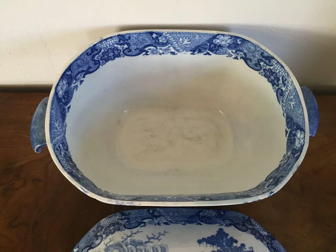 Early 19th Century English Georgian Staffordshire Pearlware Blue & White Soup Tureen - 9