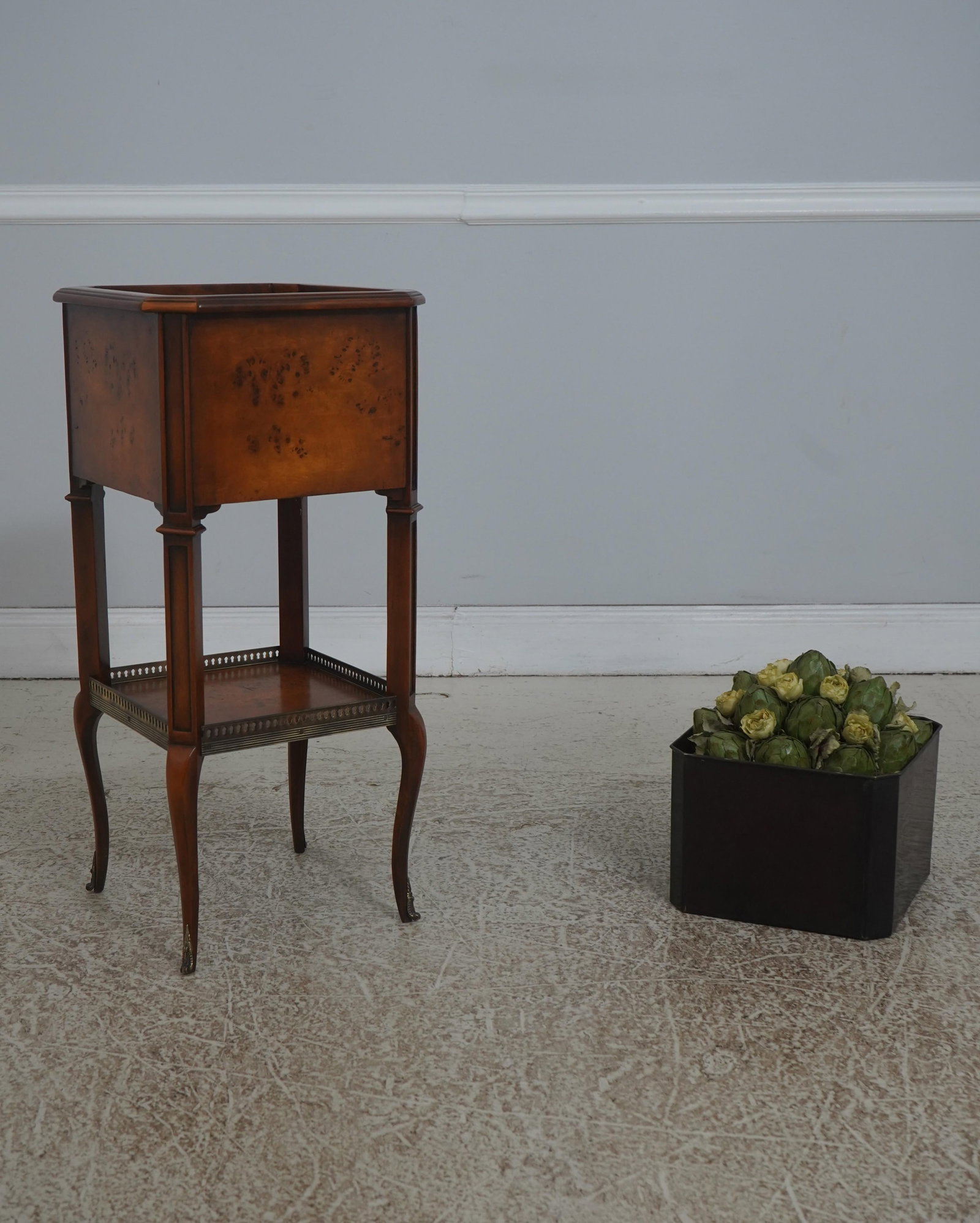 Theodore Alexander Burl Mahogany 2 Tier Plant Stand - 13