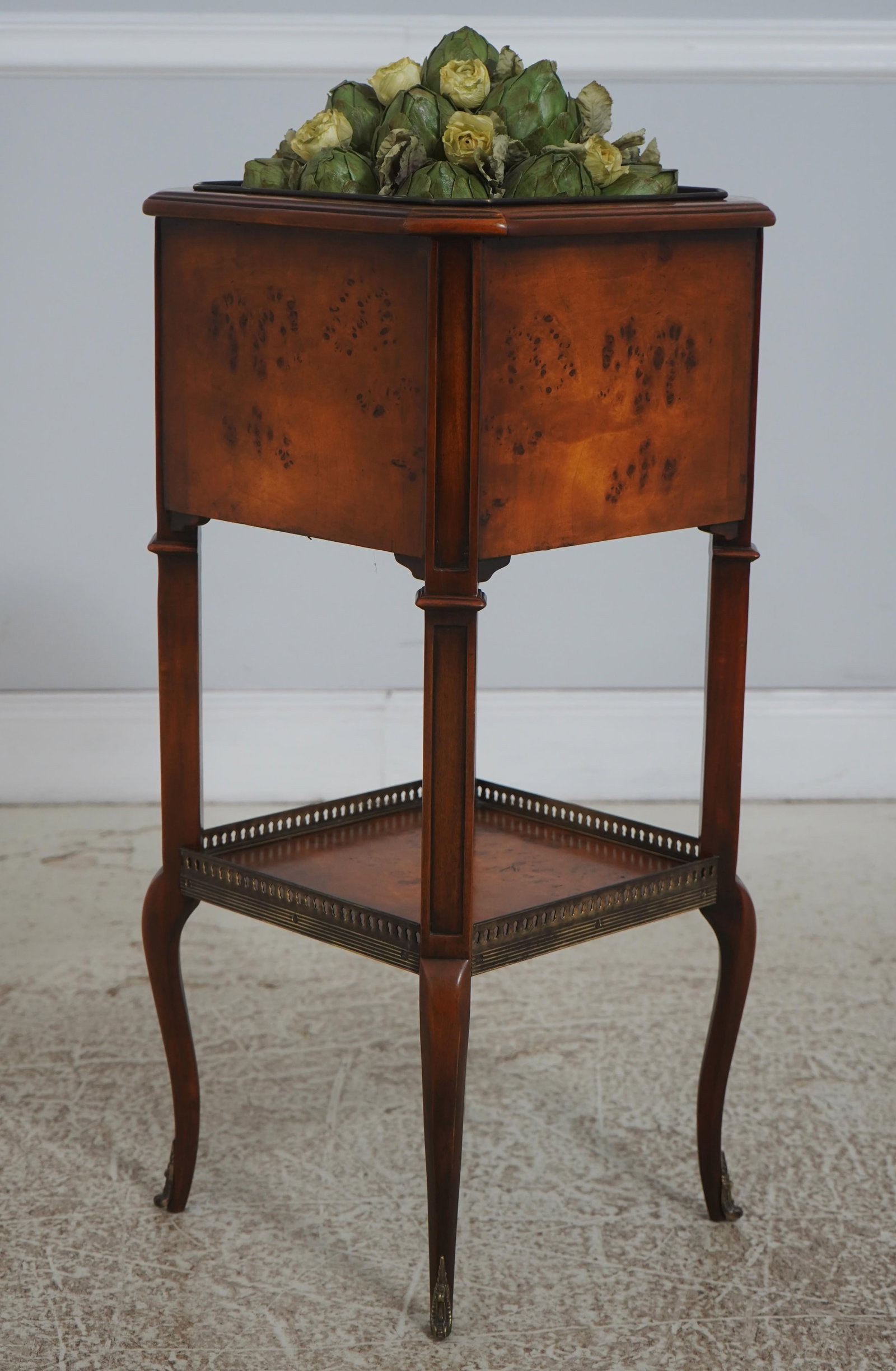 Theodore Alexander Burl Mahogany 2 Tier Plant Stand - 2