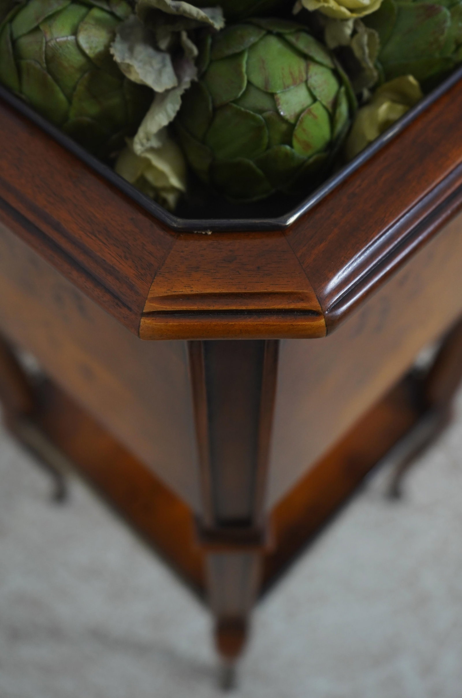 Theodore Alexander Burl Mahogany 2 Tier Plant Stand - 5
