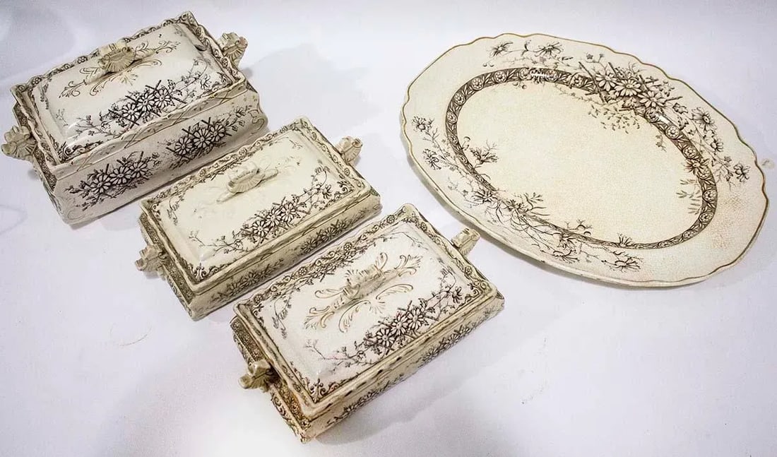 Vintage Staffordshire Farmhouse Serving Pieces - Set of 4 - 11