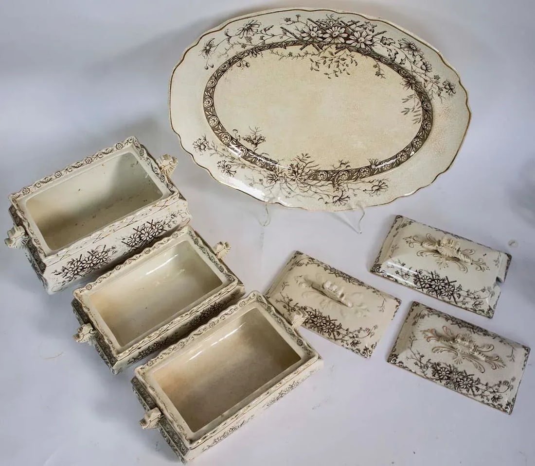 Vintage Staffordshire Farmhouse Serving Pieces - Set of 4 - 5